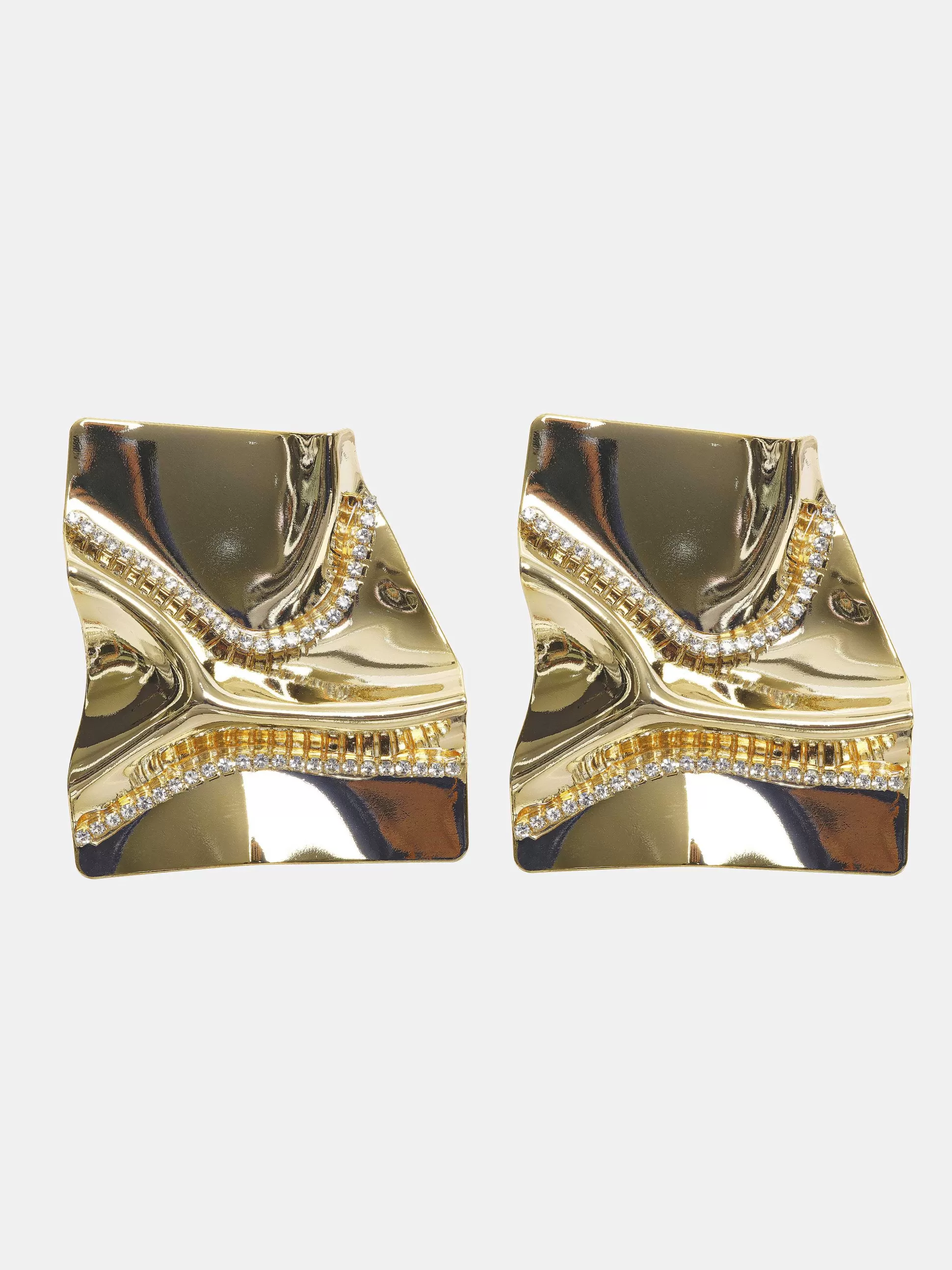 Women Source Unknown Accessories-Abstract Crystal Earrings, Gold