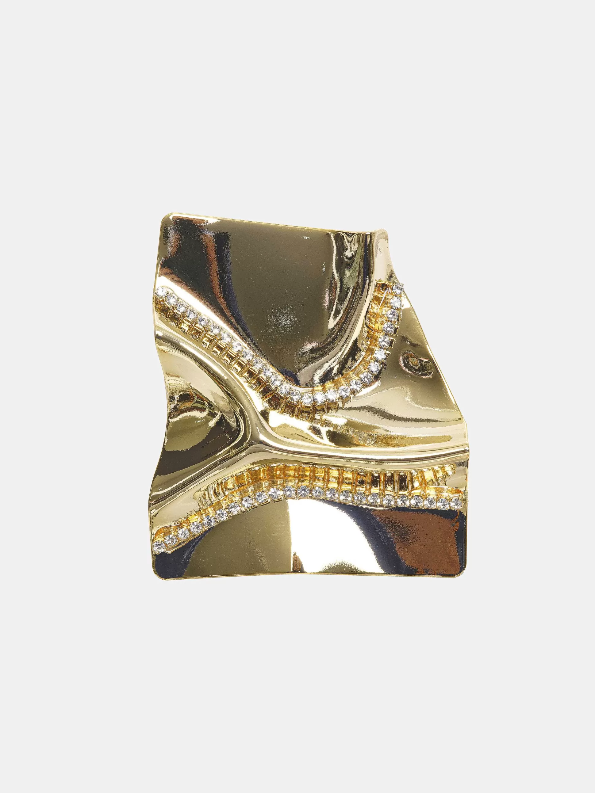 Women Source Unknown Clothing-Abstract Crystal Earrings, Gold