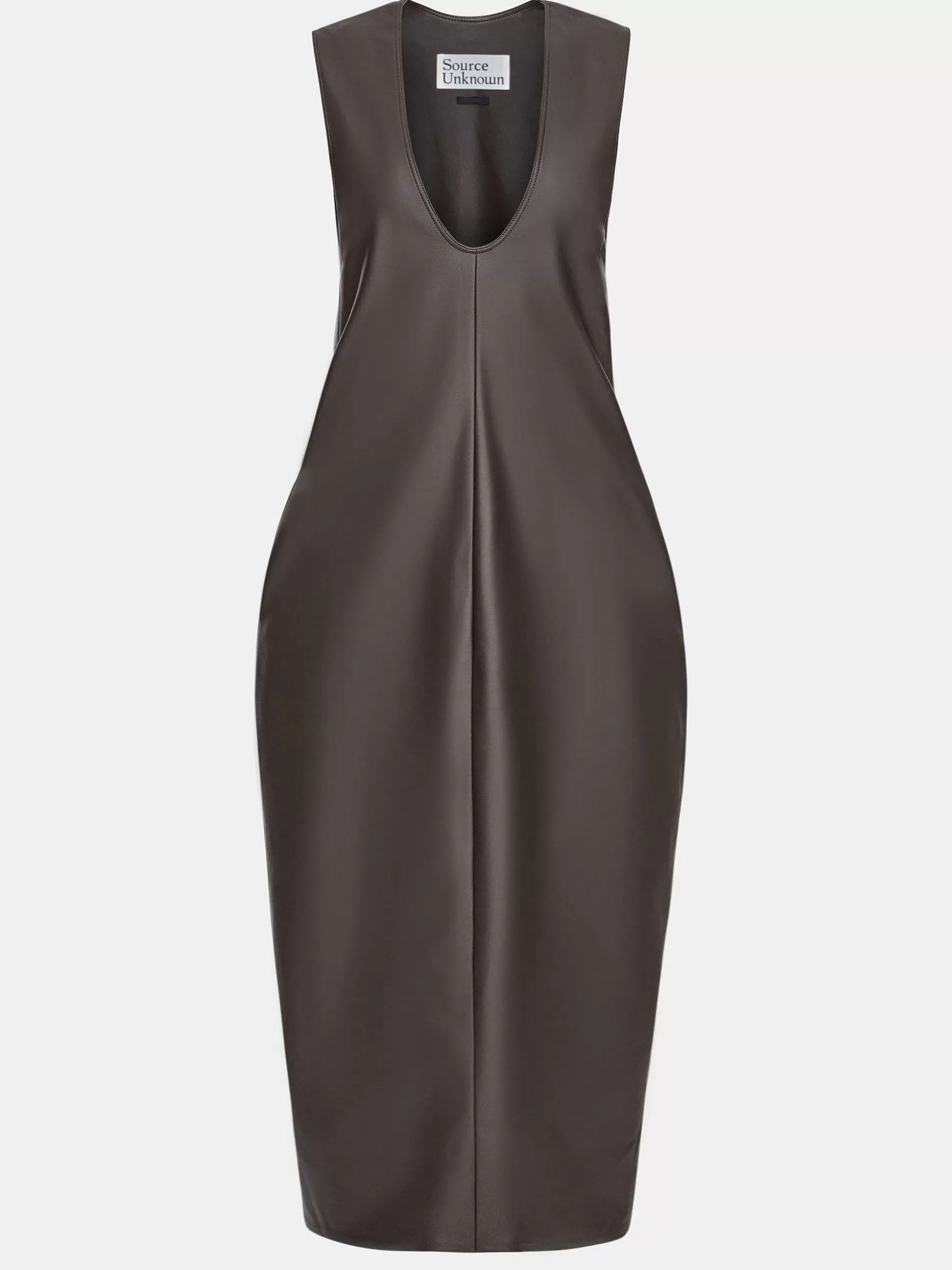 Women Source Unknown Dresses-Adua Faux Leather Maxi Dress, Chocolate