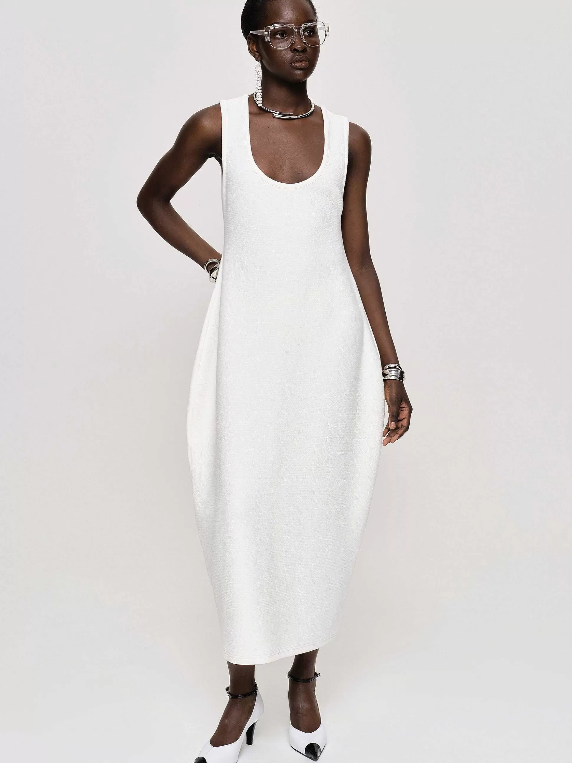 Women Source Unknown Clothing-Adua Vase Midi Dress, White