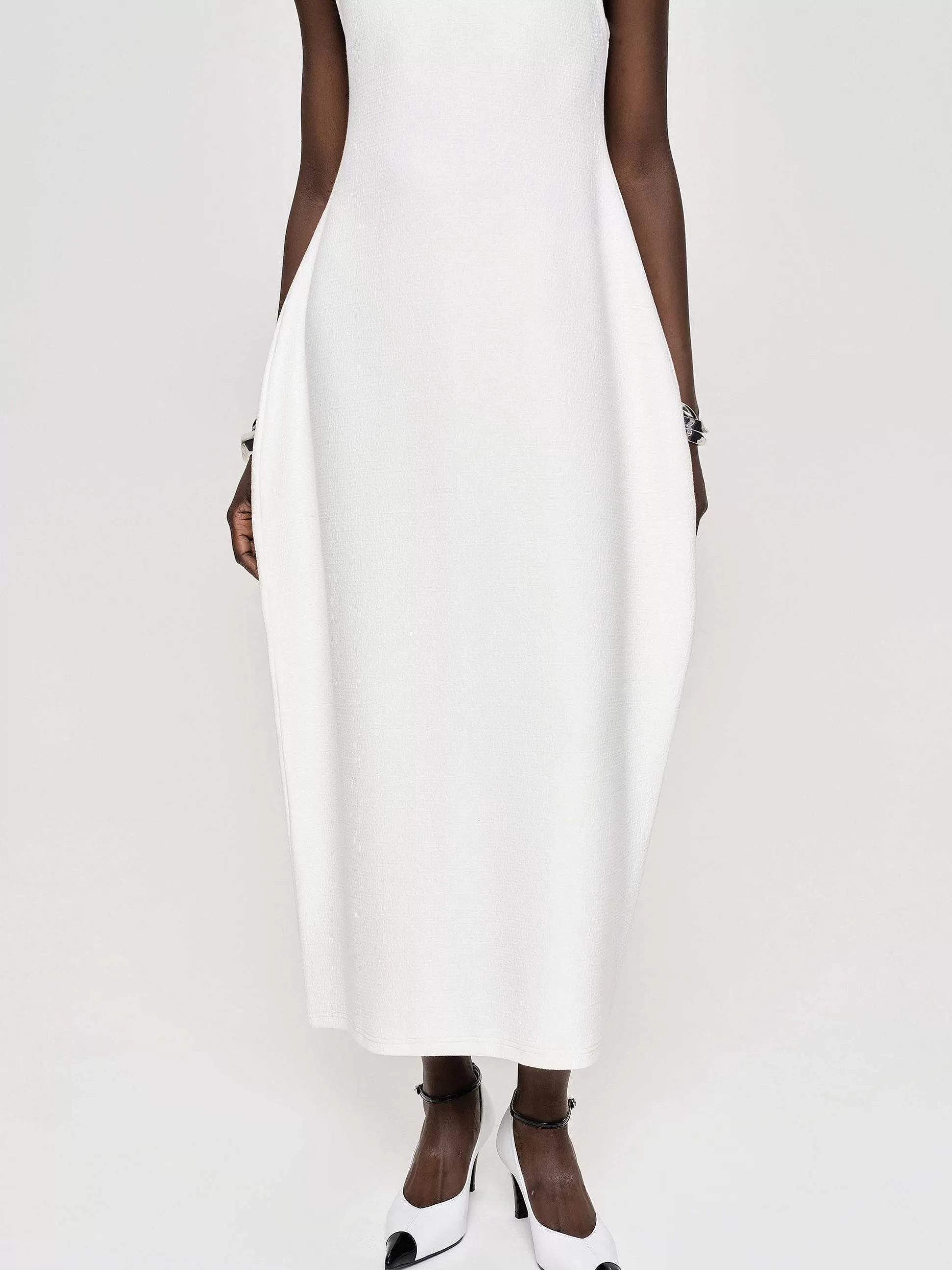 Women Source Unknown Dresses-Adua Vase Midi Dress, White