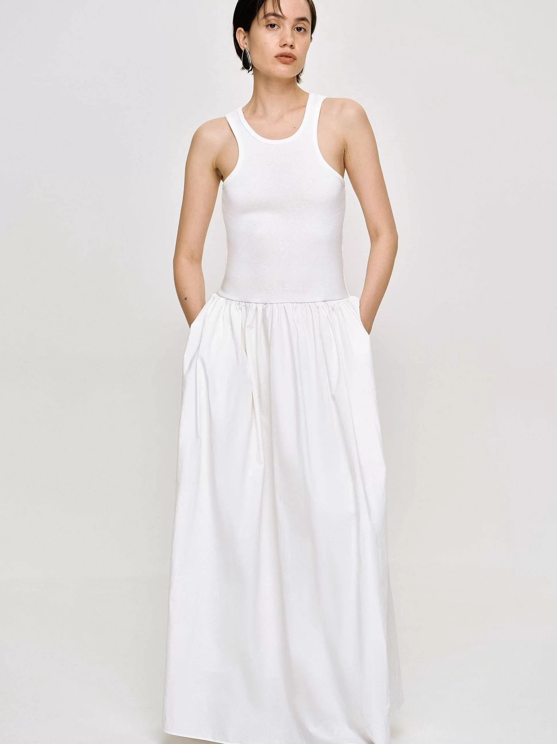 Women Source Unknown Dresses-Amal Drop Waist Racer Tank Dress, White