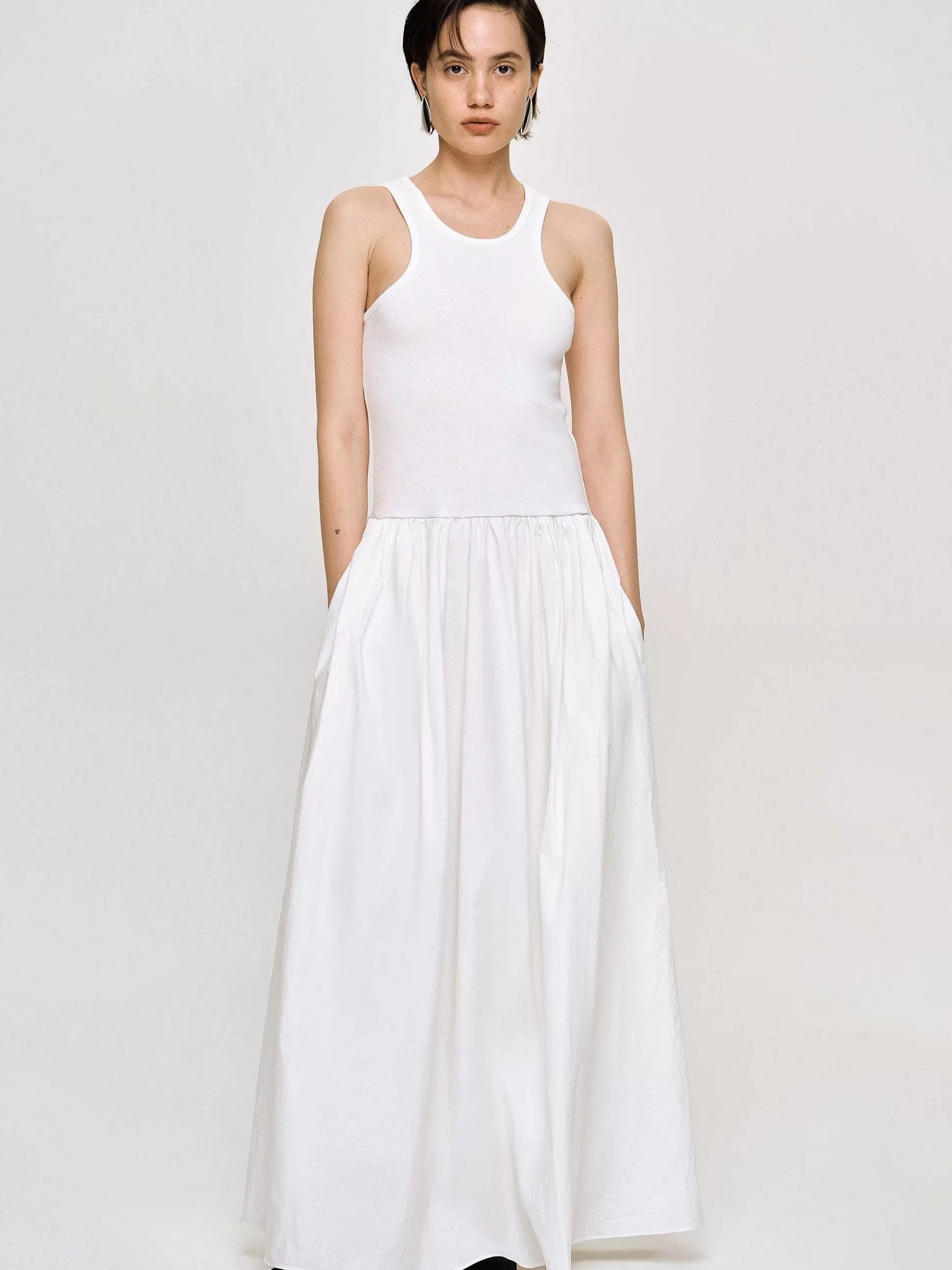 Women Source Unknown Dresses-Amal Drop Waist Racer Tank Dress, White