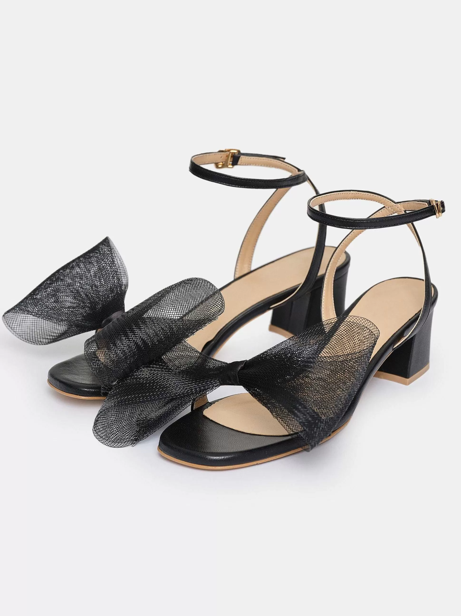 Women Source Unknown Shoes & Bags-Apogeo Tulle Bow Sandals, Black