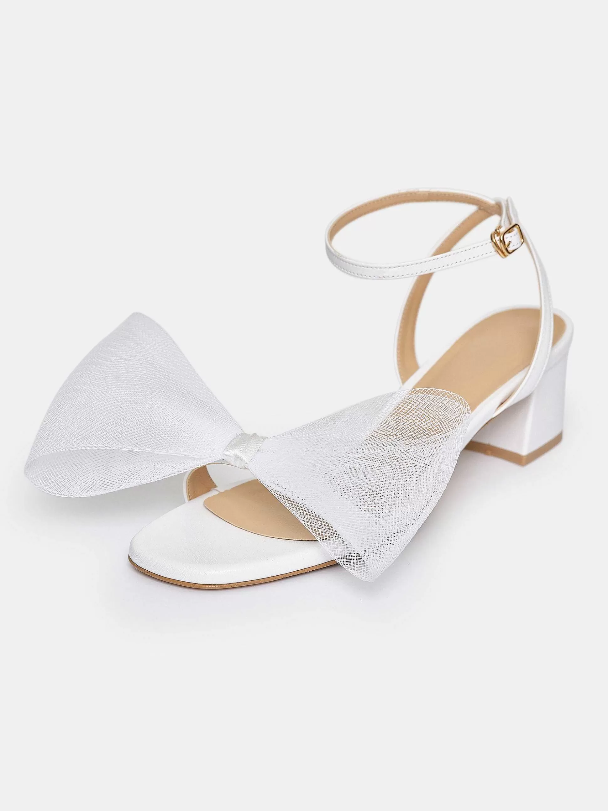 Women Source Unknown Shoes & Bags-Apogeo Tulle Bow Sandals, White