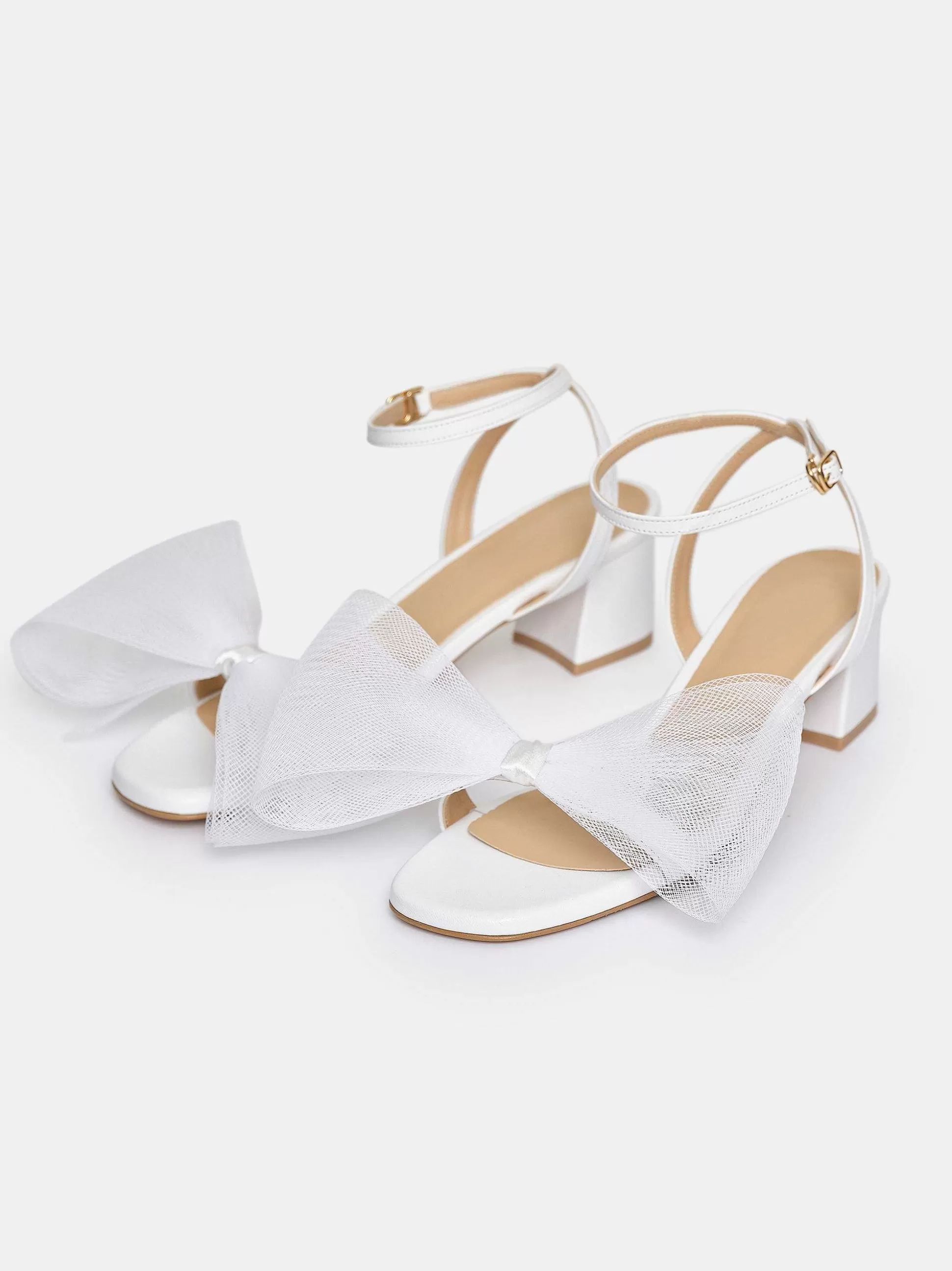 Women Source Unknown Shoes & Bags-Apogeo Tulle Bow Sandals, White