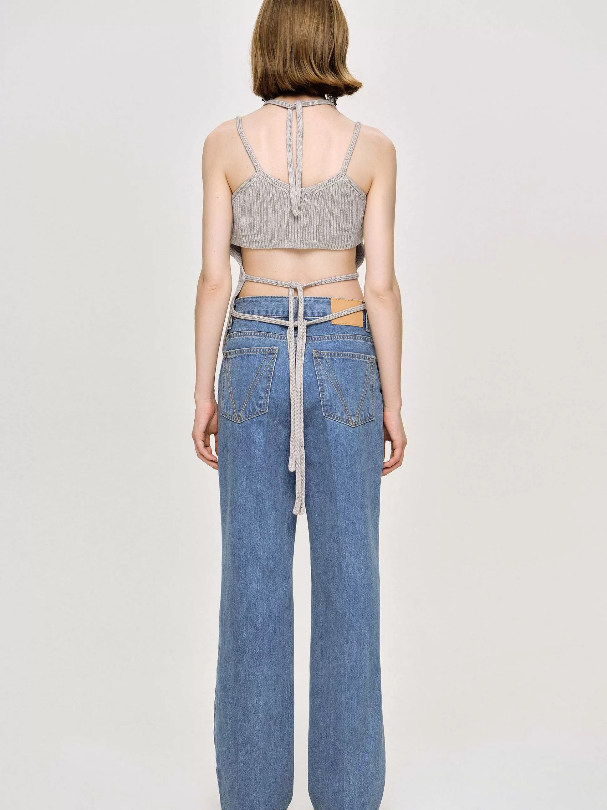 Women Source Unknown Knitwear-Asymmetric Knit Tank Top, Fossil Grey
