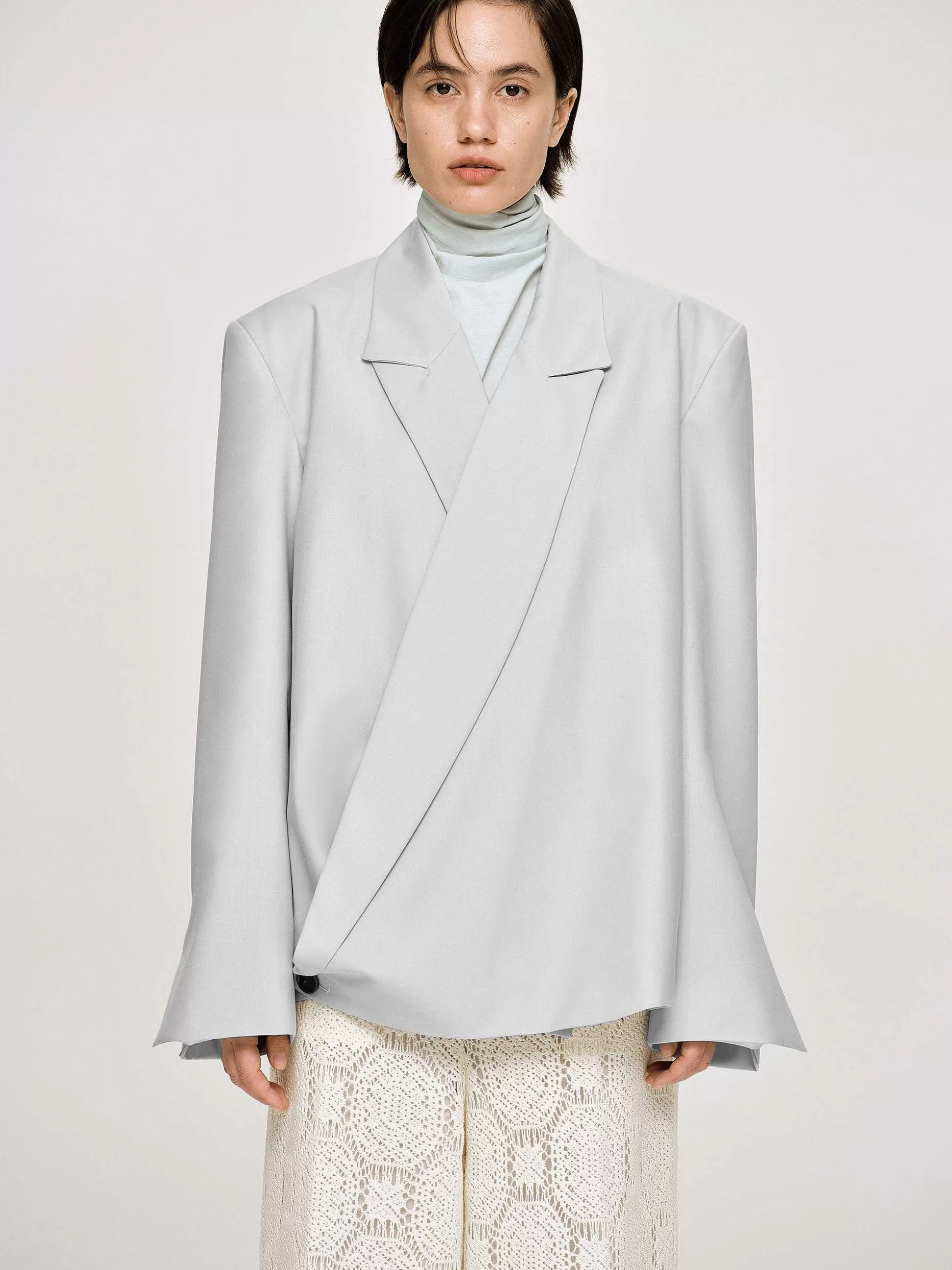 Women Source Unknown Accessories-Baia Boxy Wrap Blazer, Gainsboro Grey