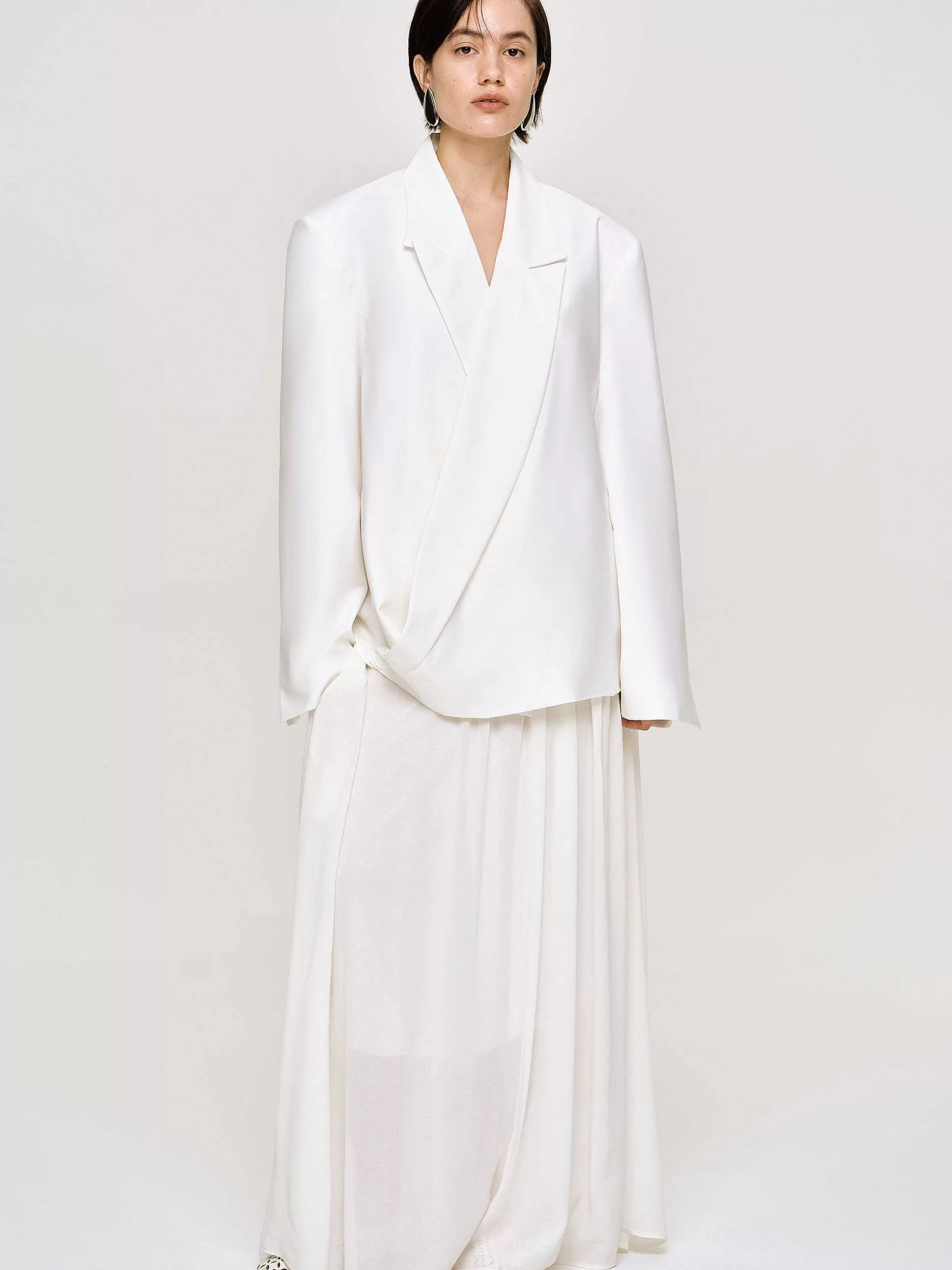 Women Source Unknown Accessories-Baia Boxy Wrap Blazer, White