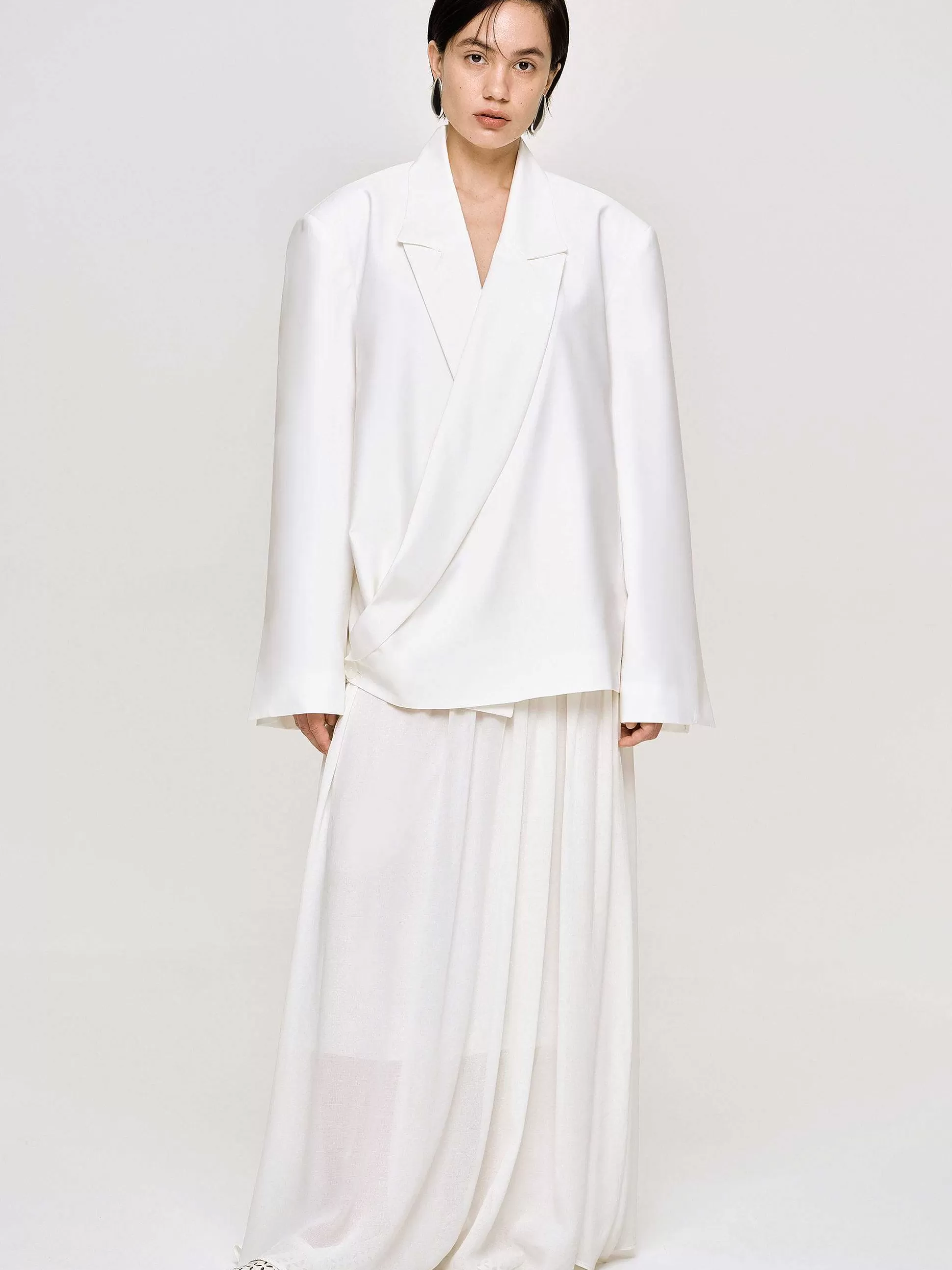 Women Source Unknown Accessories-Baia Boxy Wrap Blazer, White