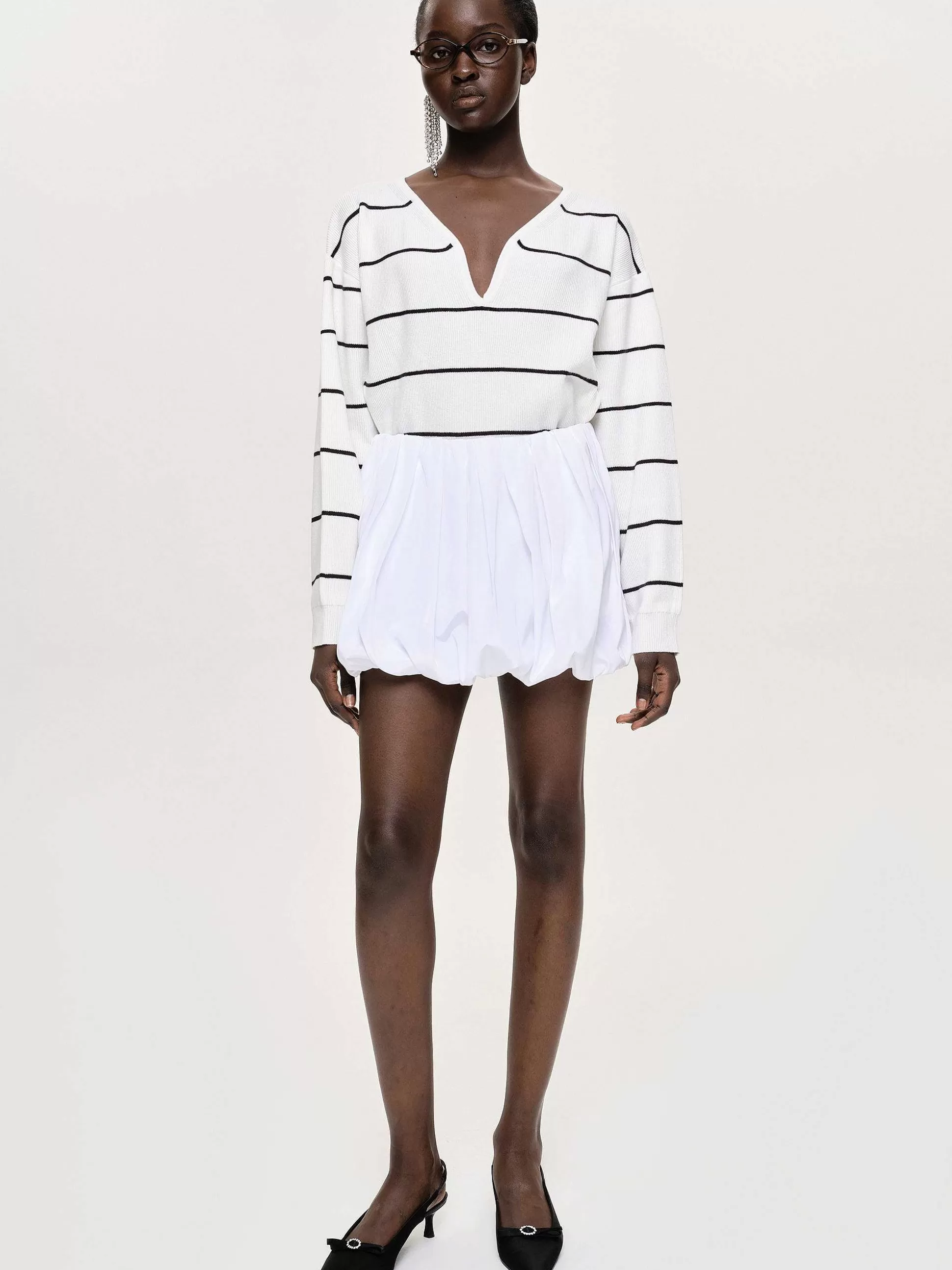 Women Source Unknown Clothing-Balloon Miniskirt, White