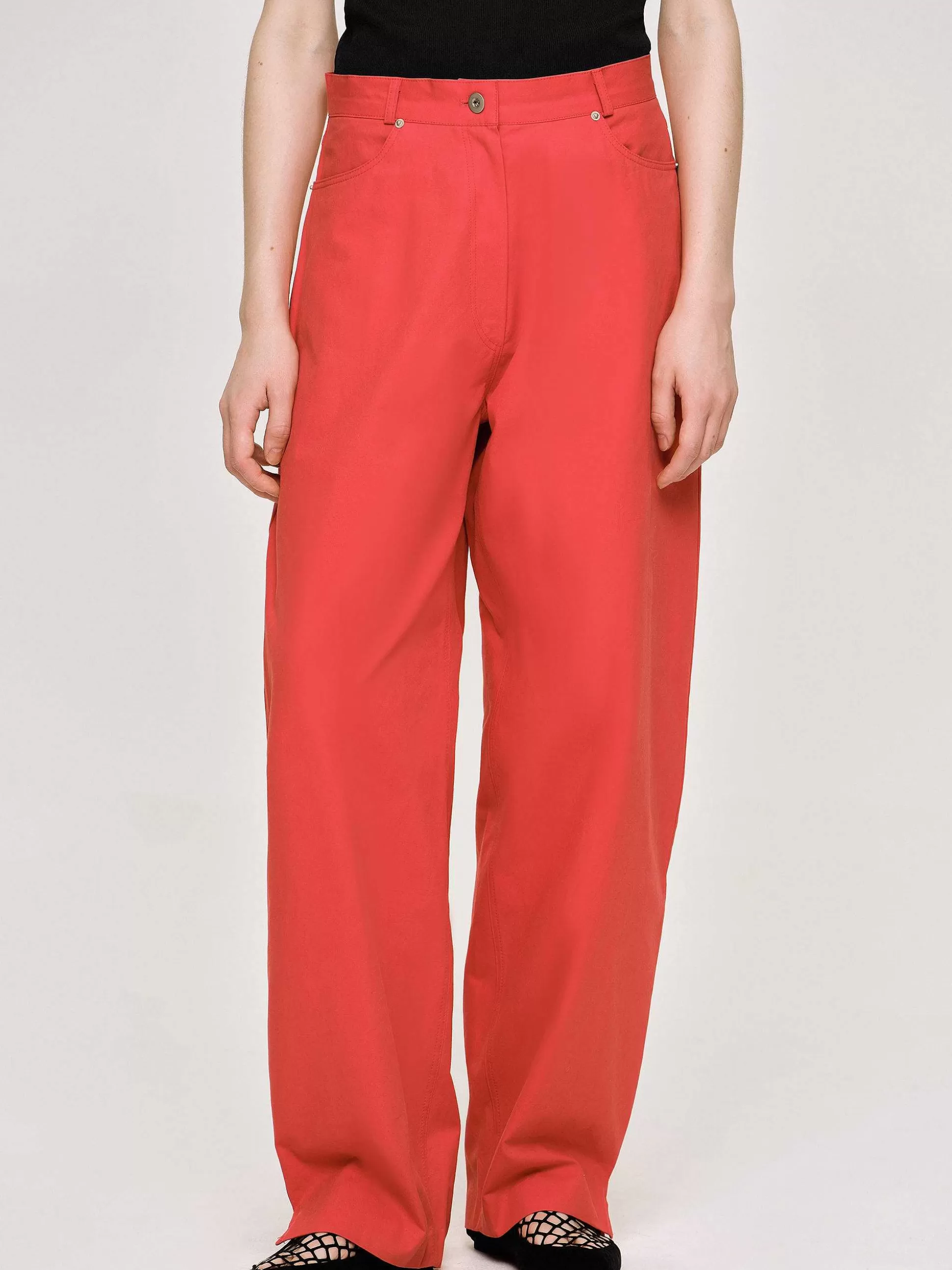 Women Source Unknown Clothing-Barrel-Leg Pants, Red