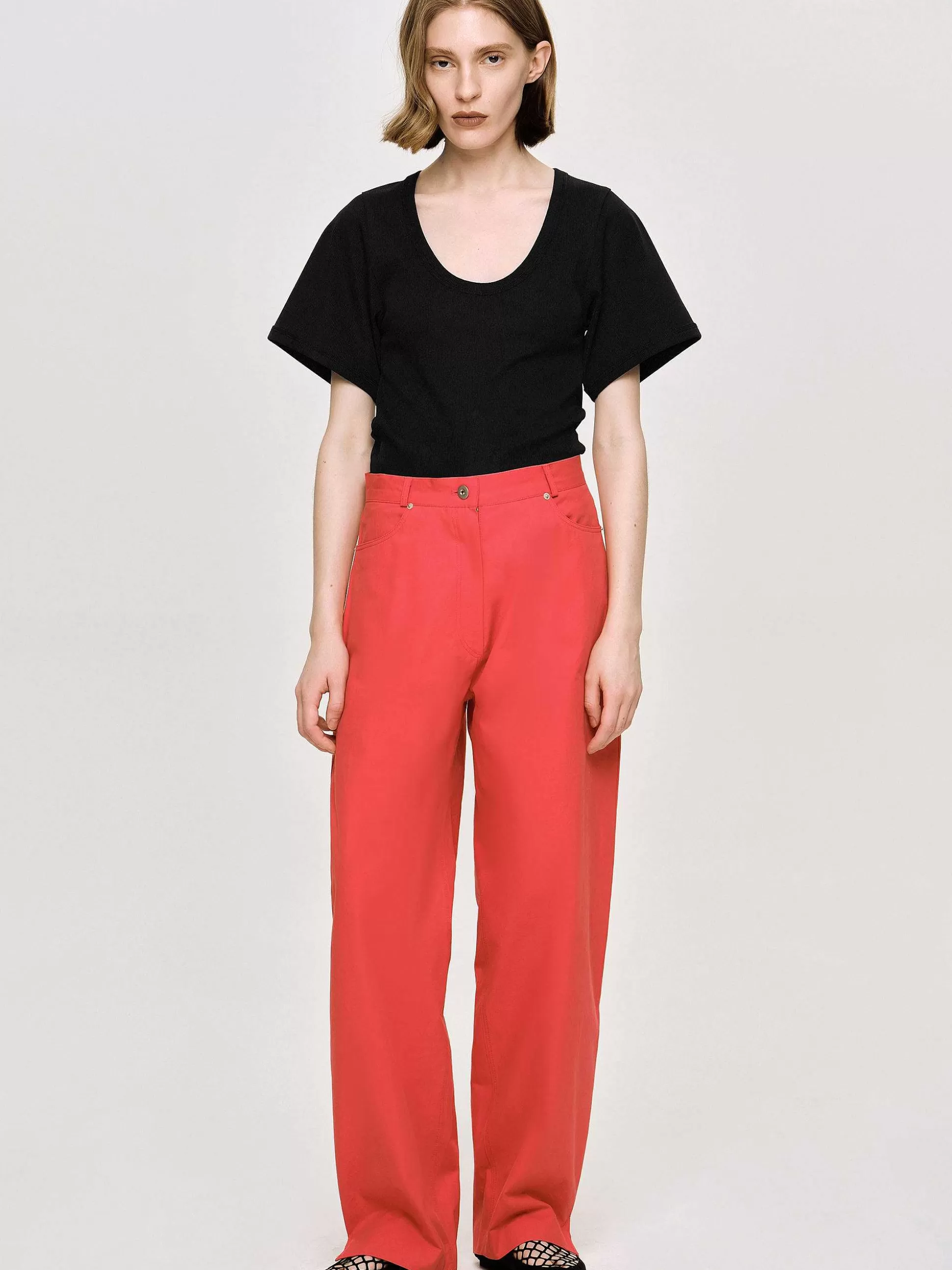 Women Source Unknown Bottoms-Barrel-Leg Pants, Red