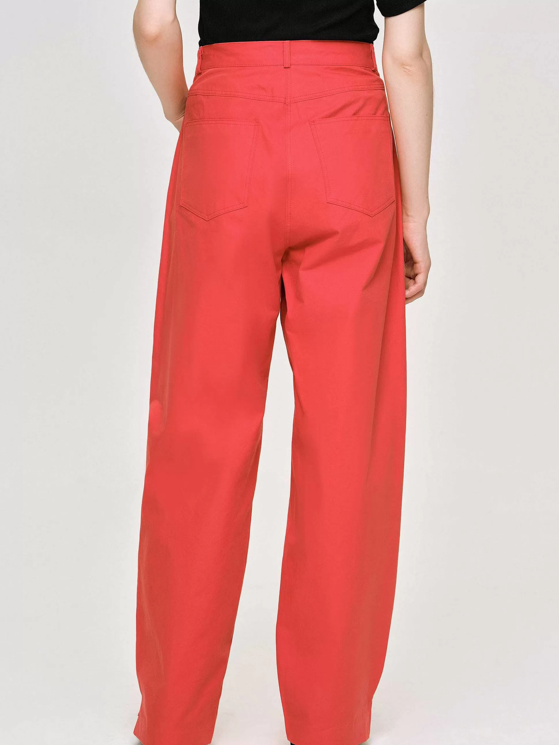 Women Source Unknown Clothing-Barrel-Leg Pants, Red