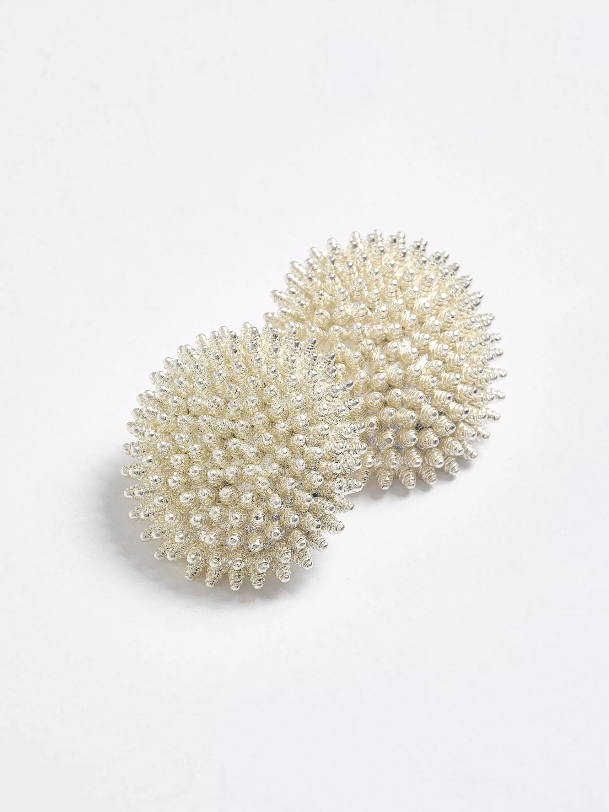 Women Source Unknown Accessories-Beaded Ball Earrings, Cream