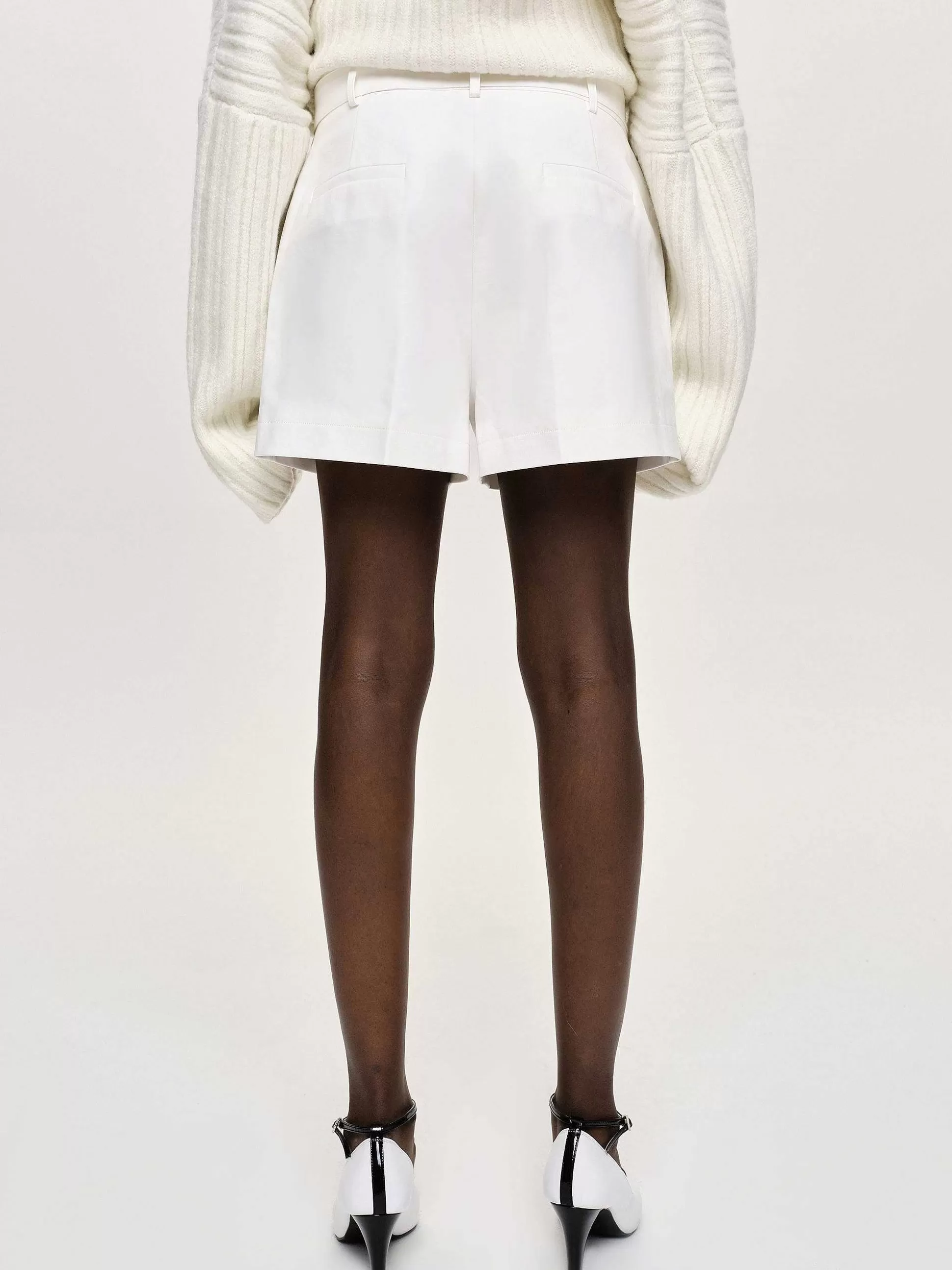 Women Source Unknown Clothing-Belted Wide Shorts, White