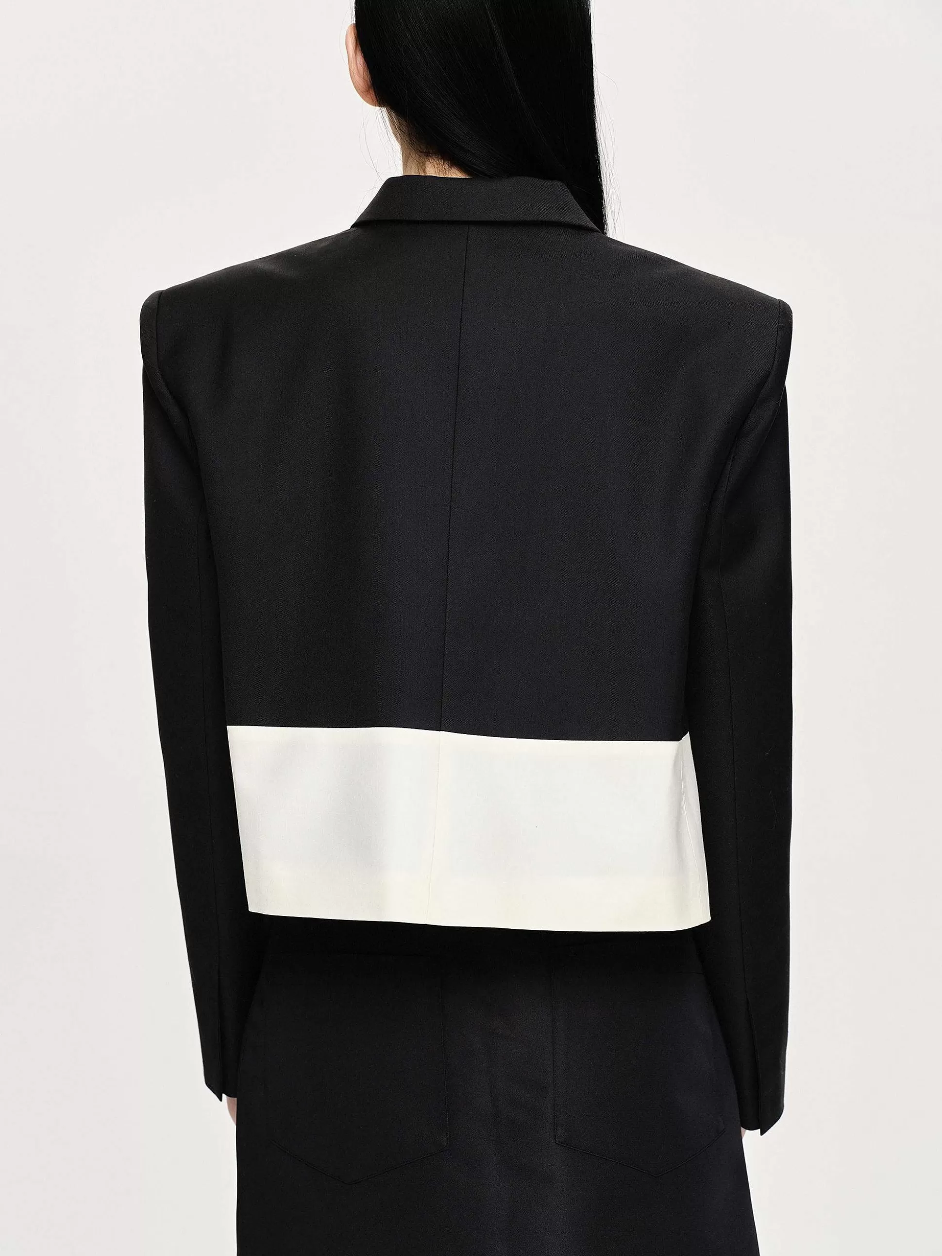 Women Source Unknown Accessories-Bicolor Blazer, Black/Ivory