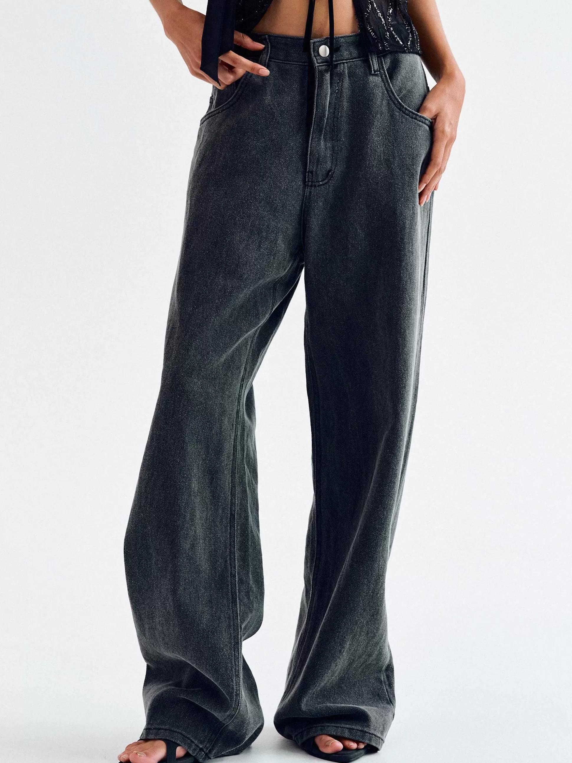 Women Source Unknown Clothing-Boyfriend Pigment Jeans, Sharkskin