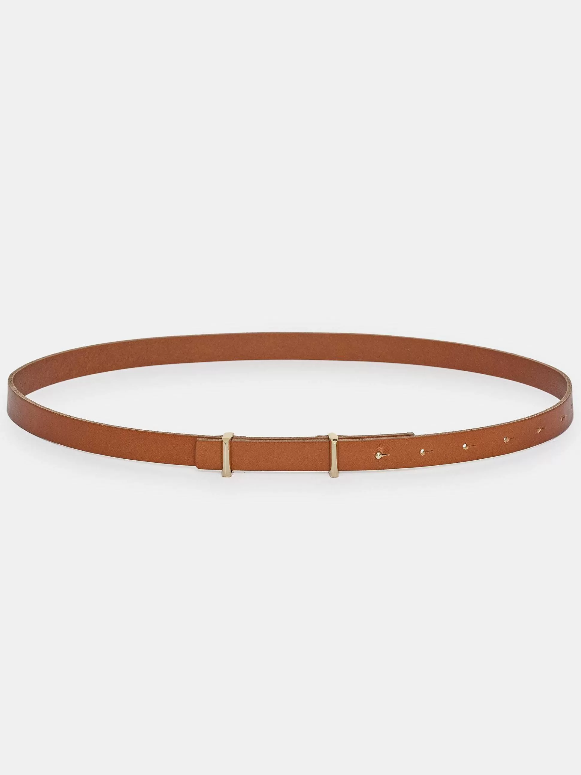 Women Source Unknown Accessories-Calfskin Leather Skinny Belt, Tan