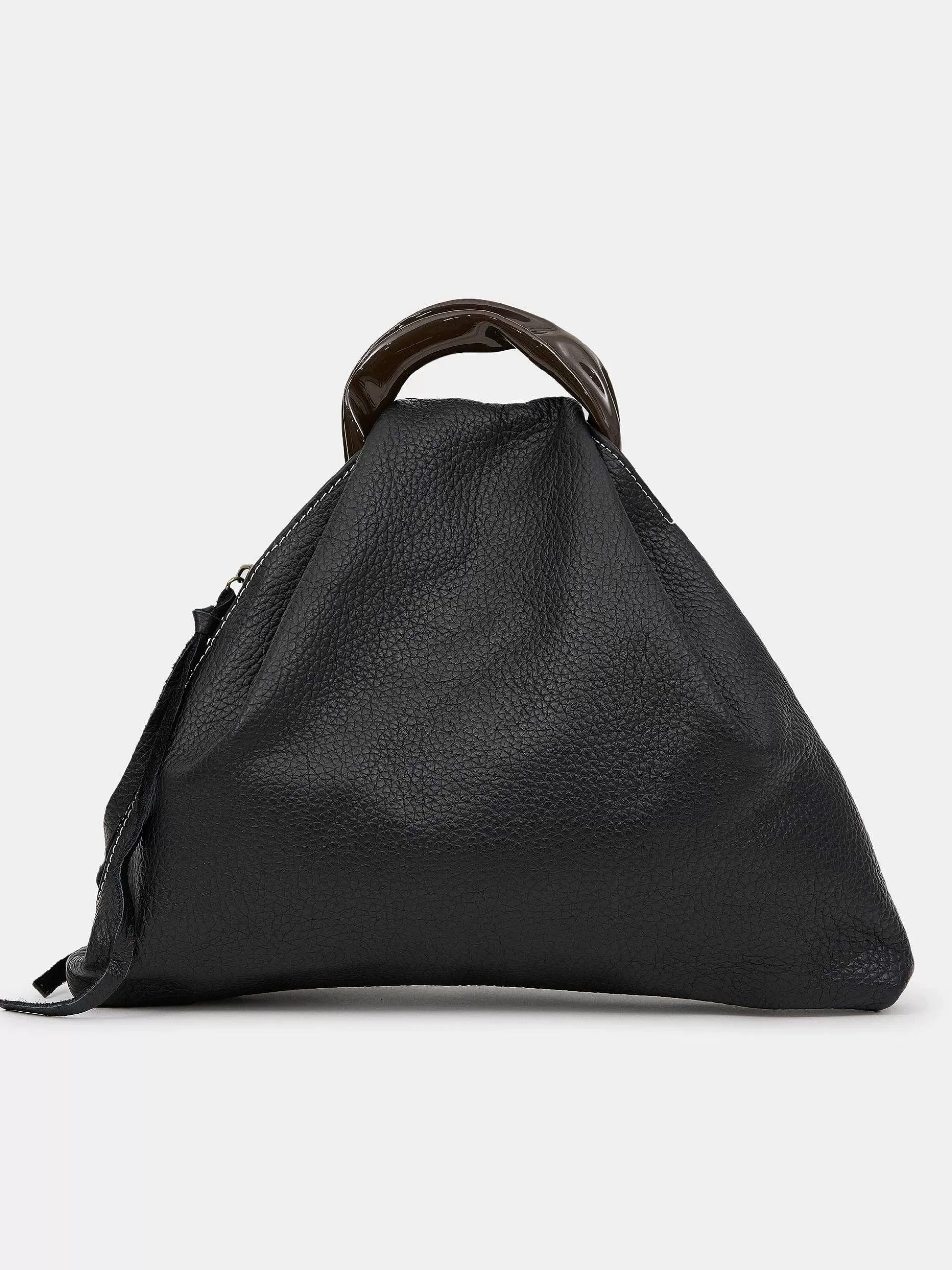 Women Source Unknown Clothing-Calfskin Triangle Tote, Black