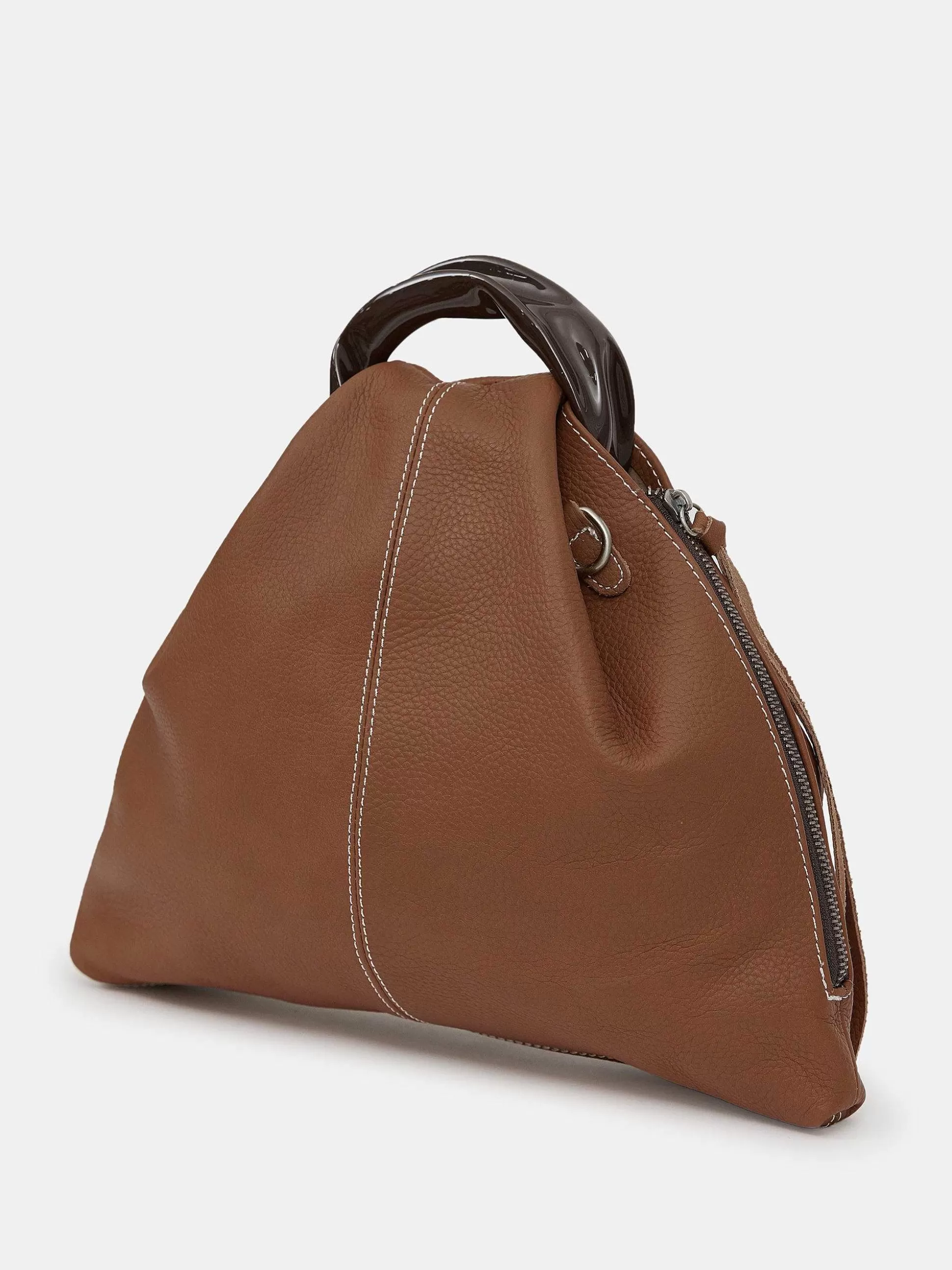 Women Source Unknown Shoes & Bags-Calfskin Triangle Tote, Brunette