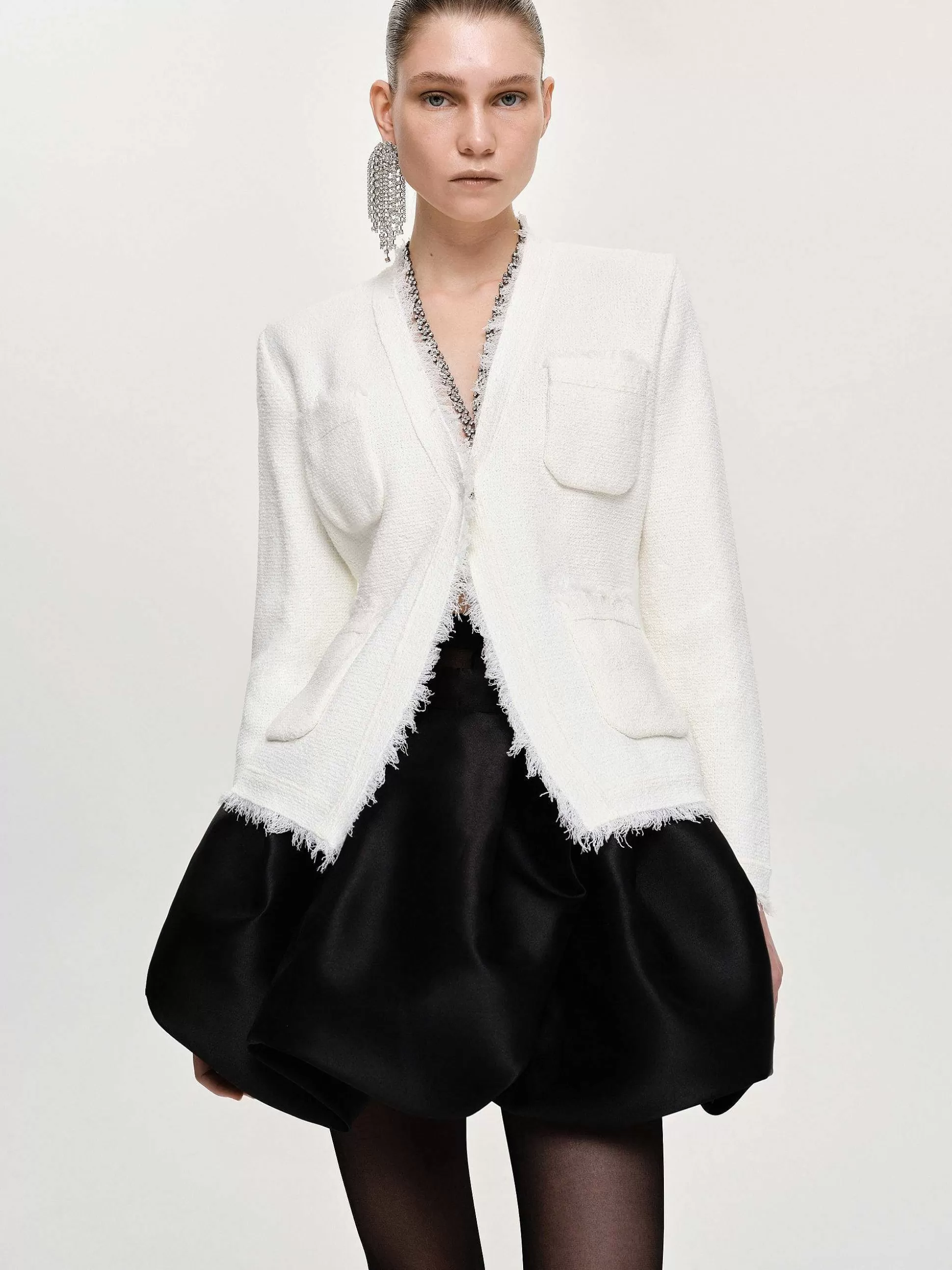 Women Source Unknown Accessories-Cinched Waist Cardigan, Natural White