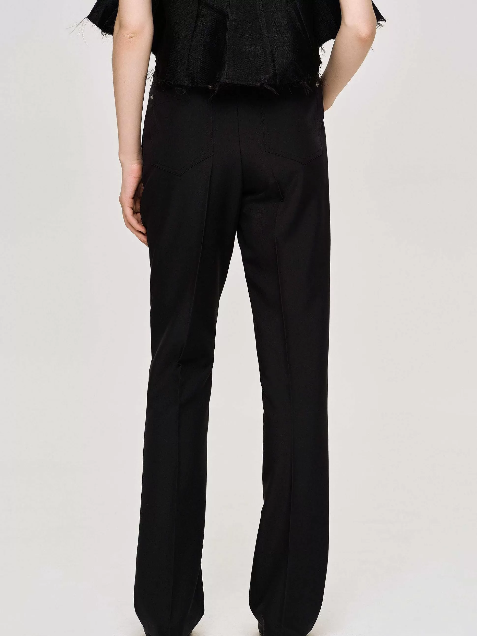 Women Source Unknown Bottoms-Creased Slim Trousers, Black