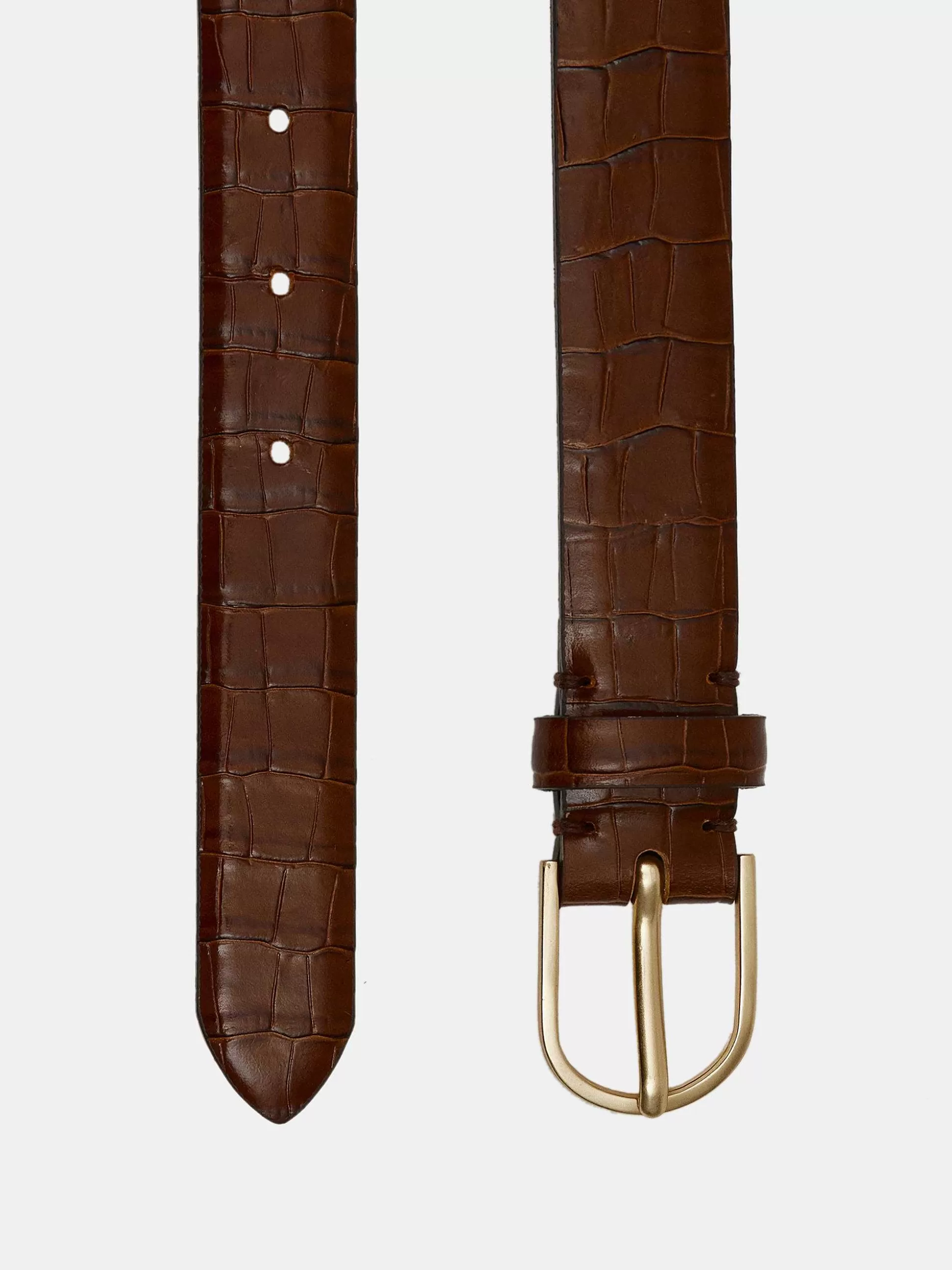 Women Source Unknown Accessories-Croc-Effect Belt, Brown