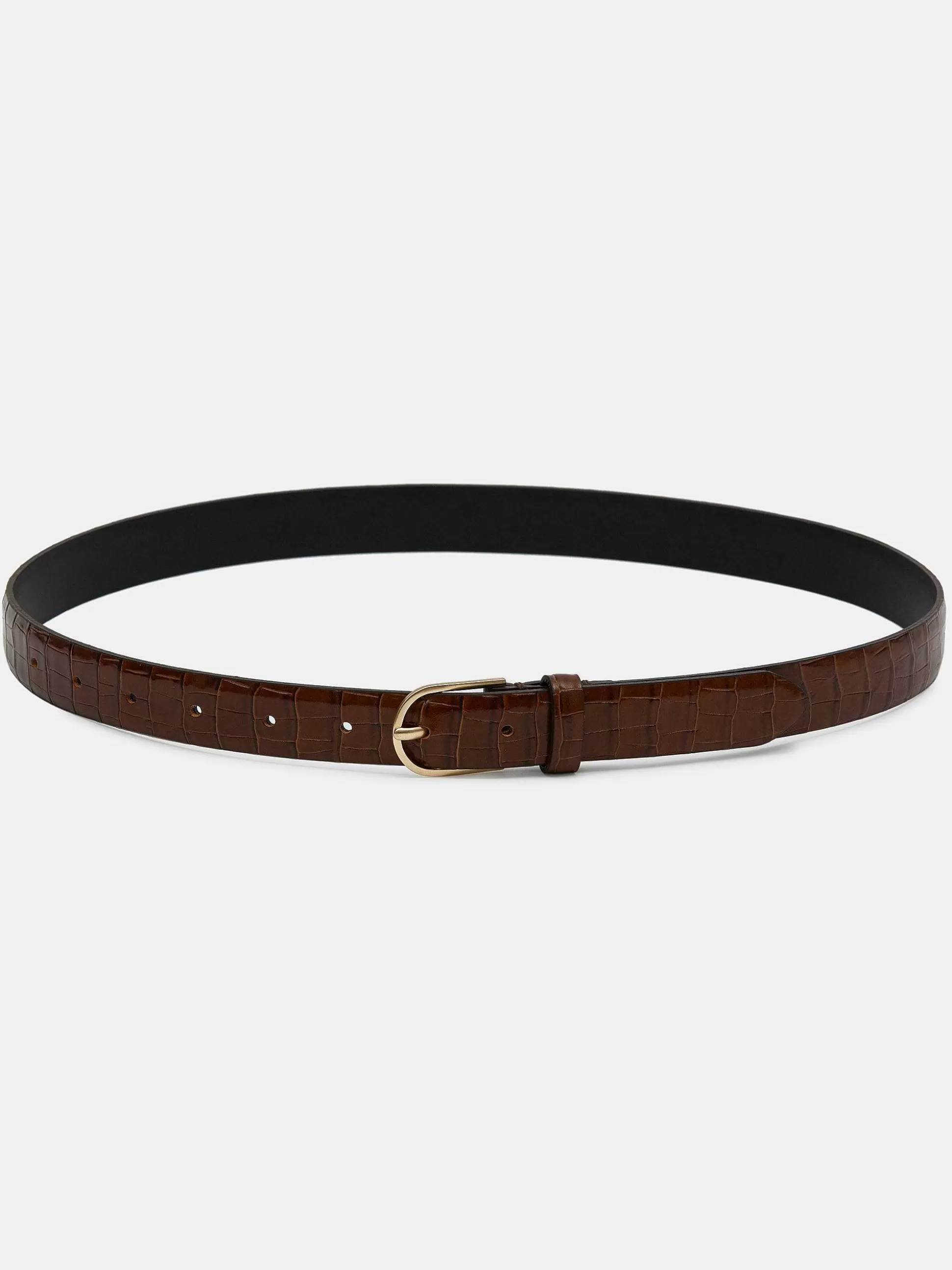 Women Source Unknown Accessories-Croc-Effect Belt, Brown