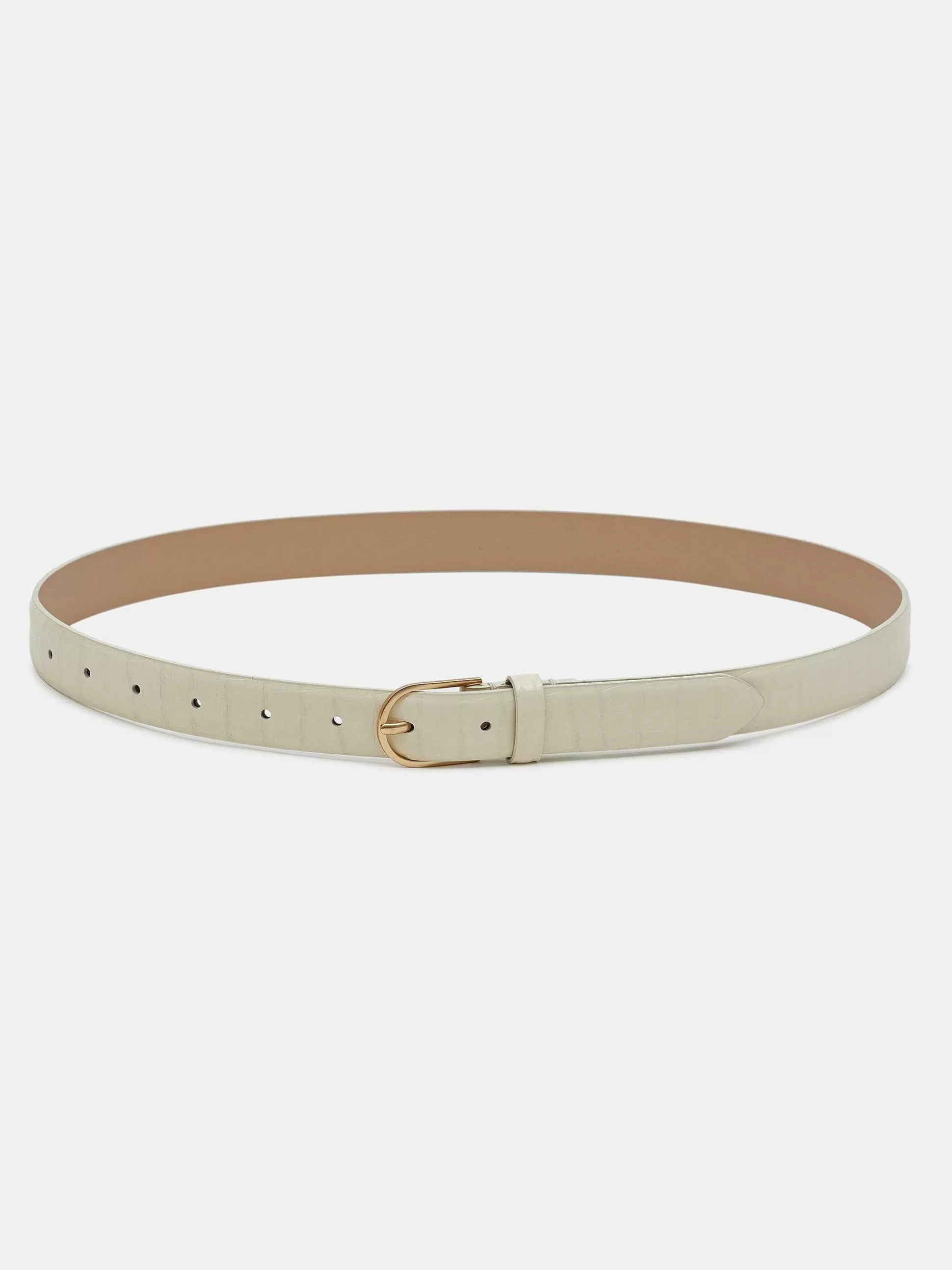Women Source Unknown Accessories-Croc-Effect Belt, Ivory