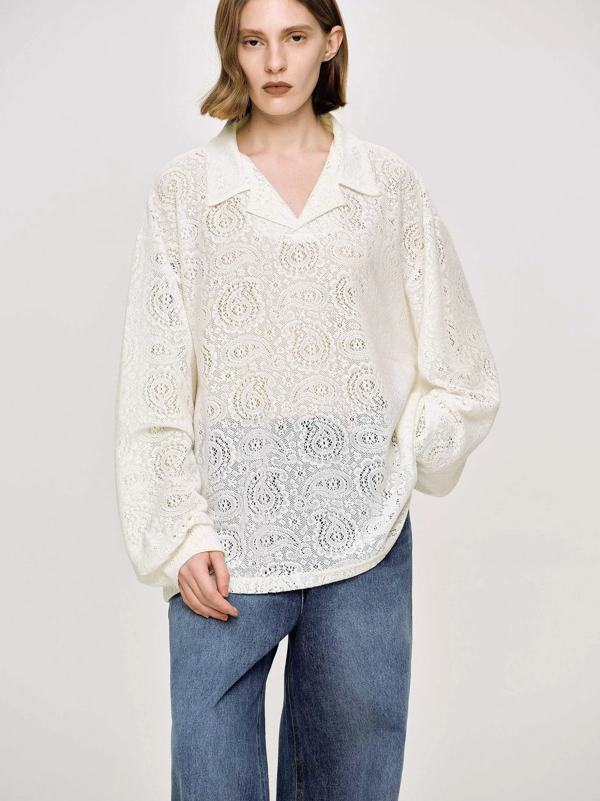 Women Source Unknown Accessories-Crochet Collar Top, Ivory