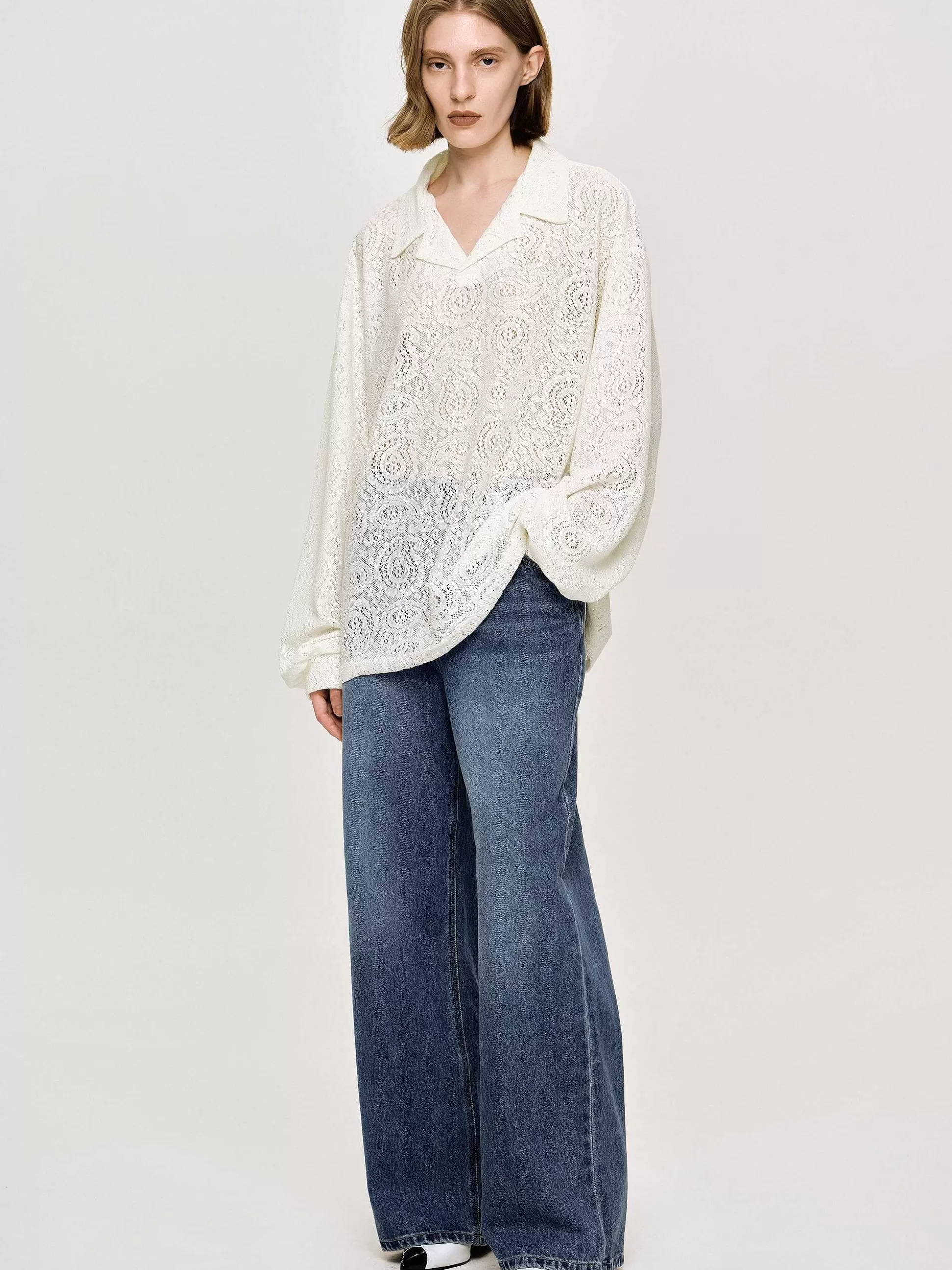 Women Source Unknown Accessories-Crochet Collar Top, Ivory