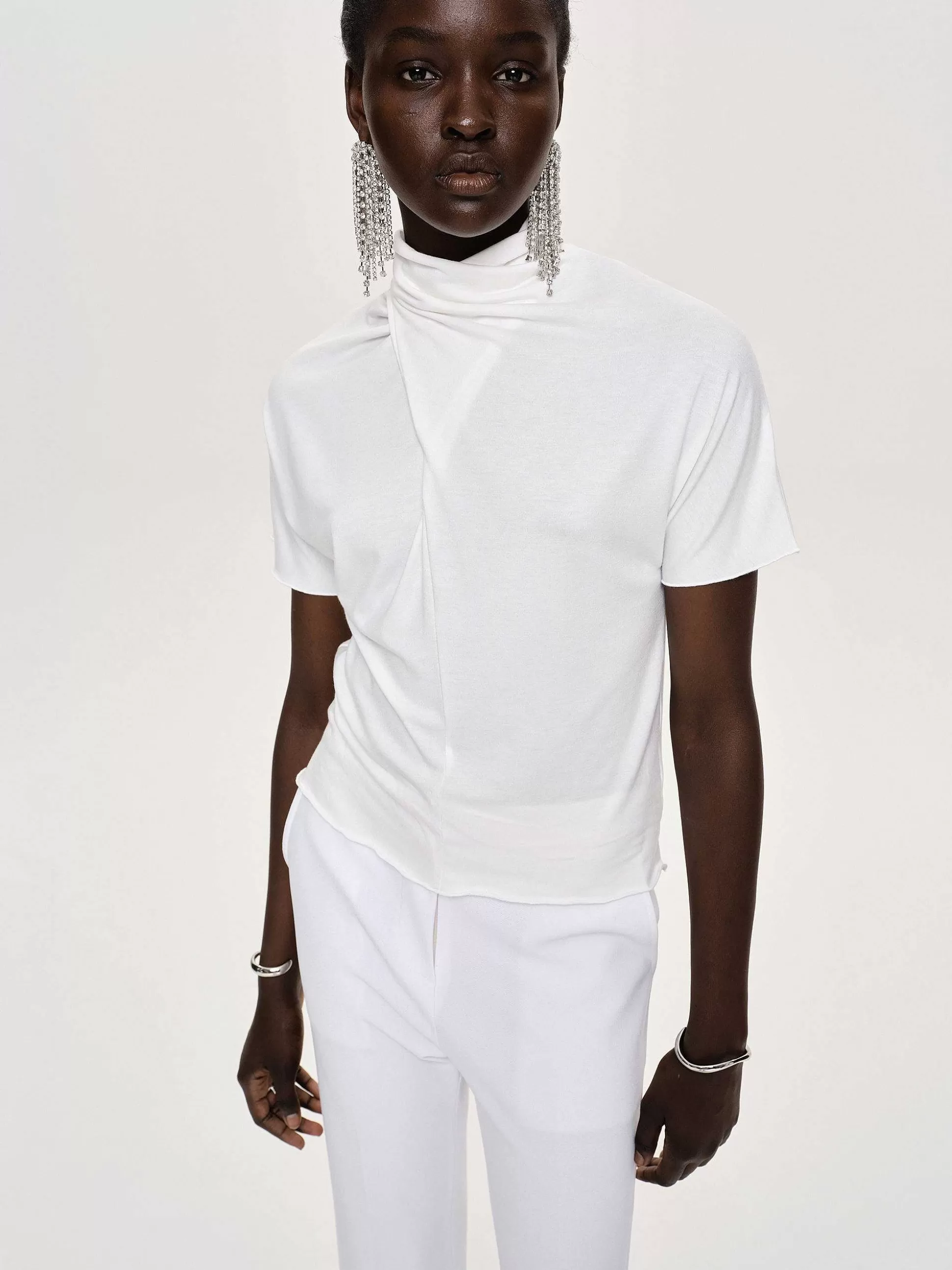 Women Source Unknown Clothing-Daye Cross Neck T-Shirt, White