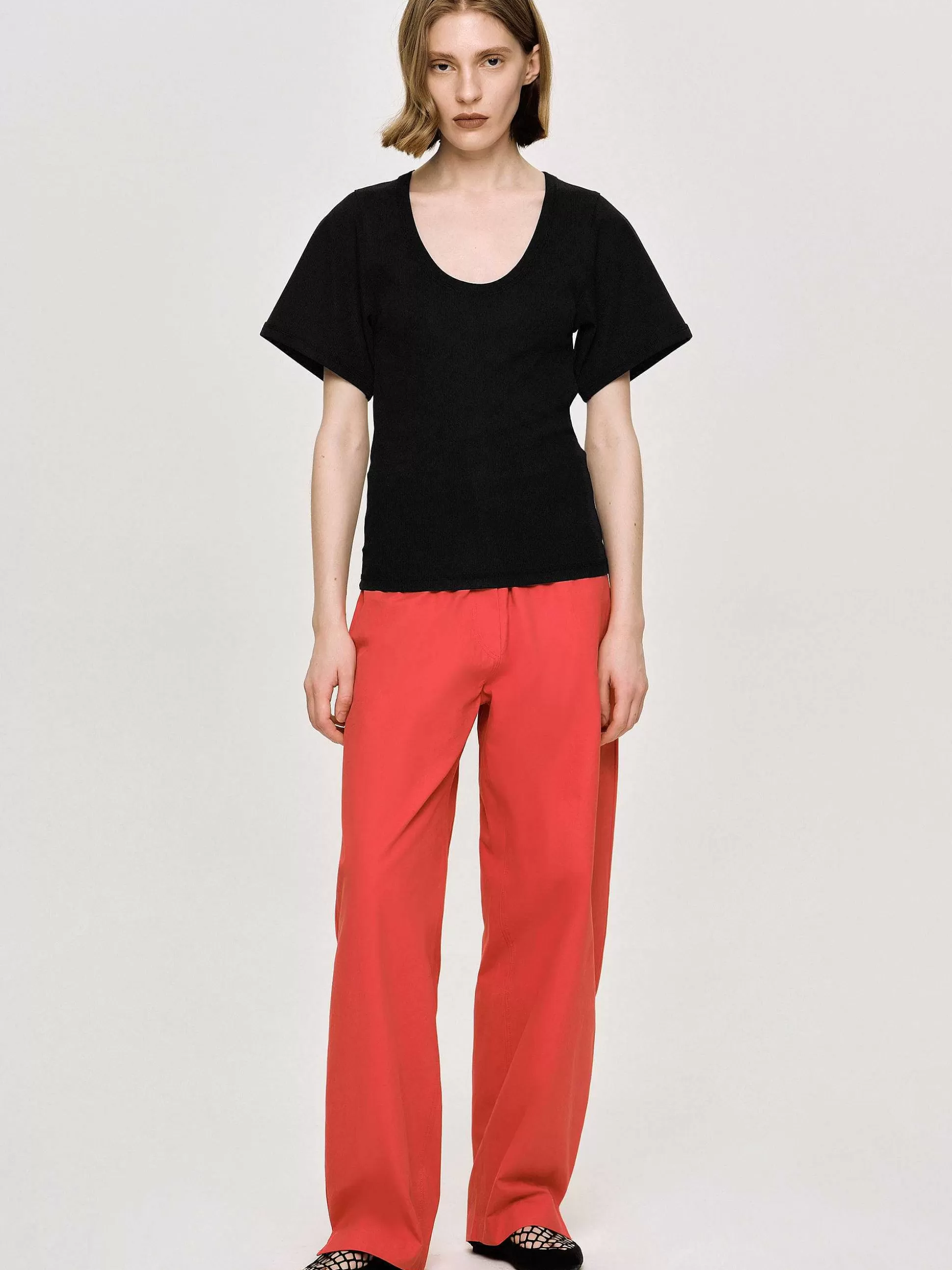 Women Source Unknown Accessories-Deep U T-Shirt, Black