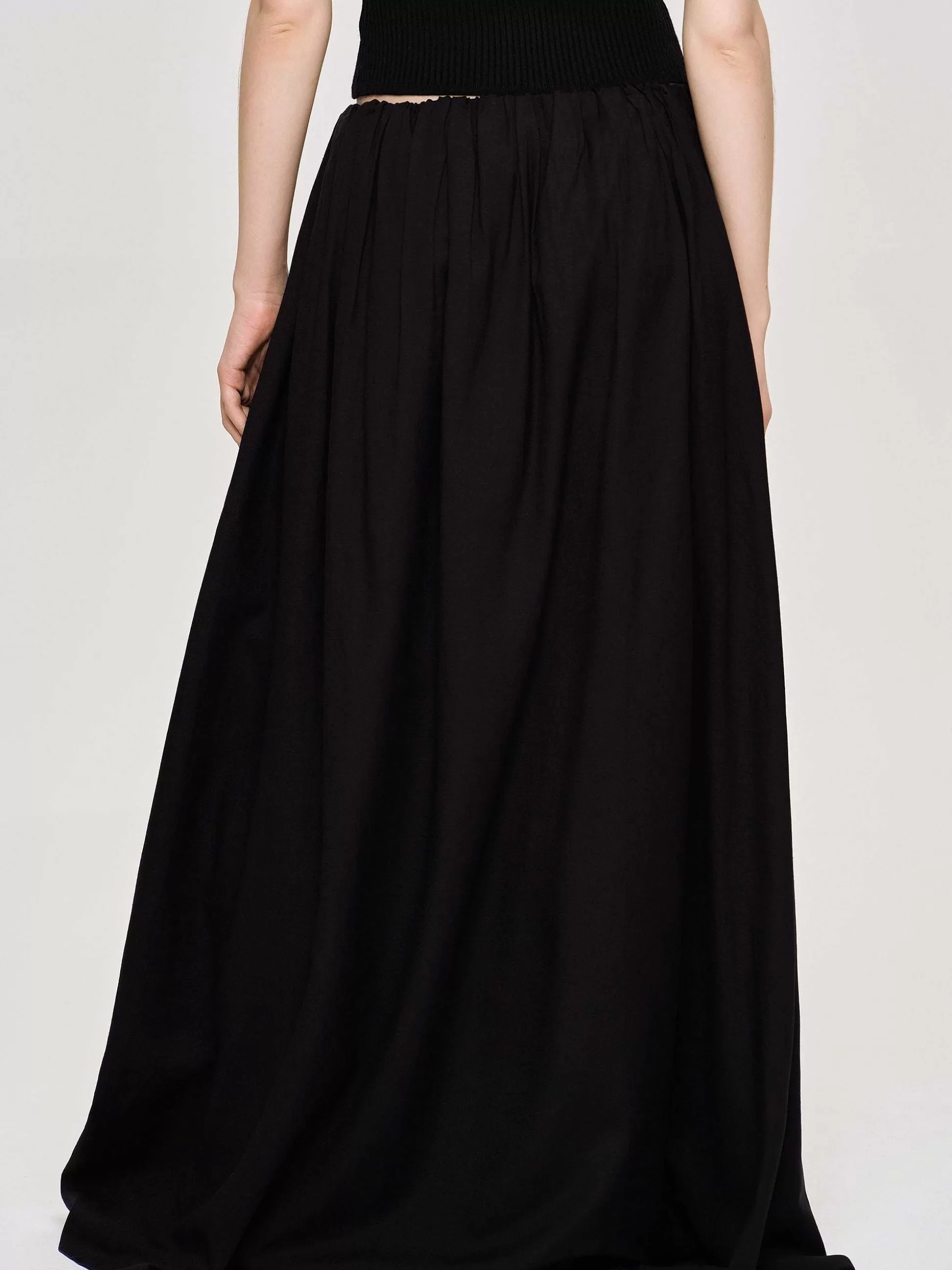 Women Source Unknown Bottoms-Dhanila Floor-Length Linen Skirt, Black