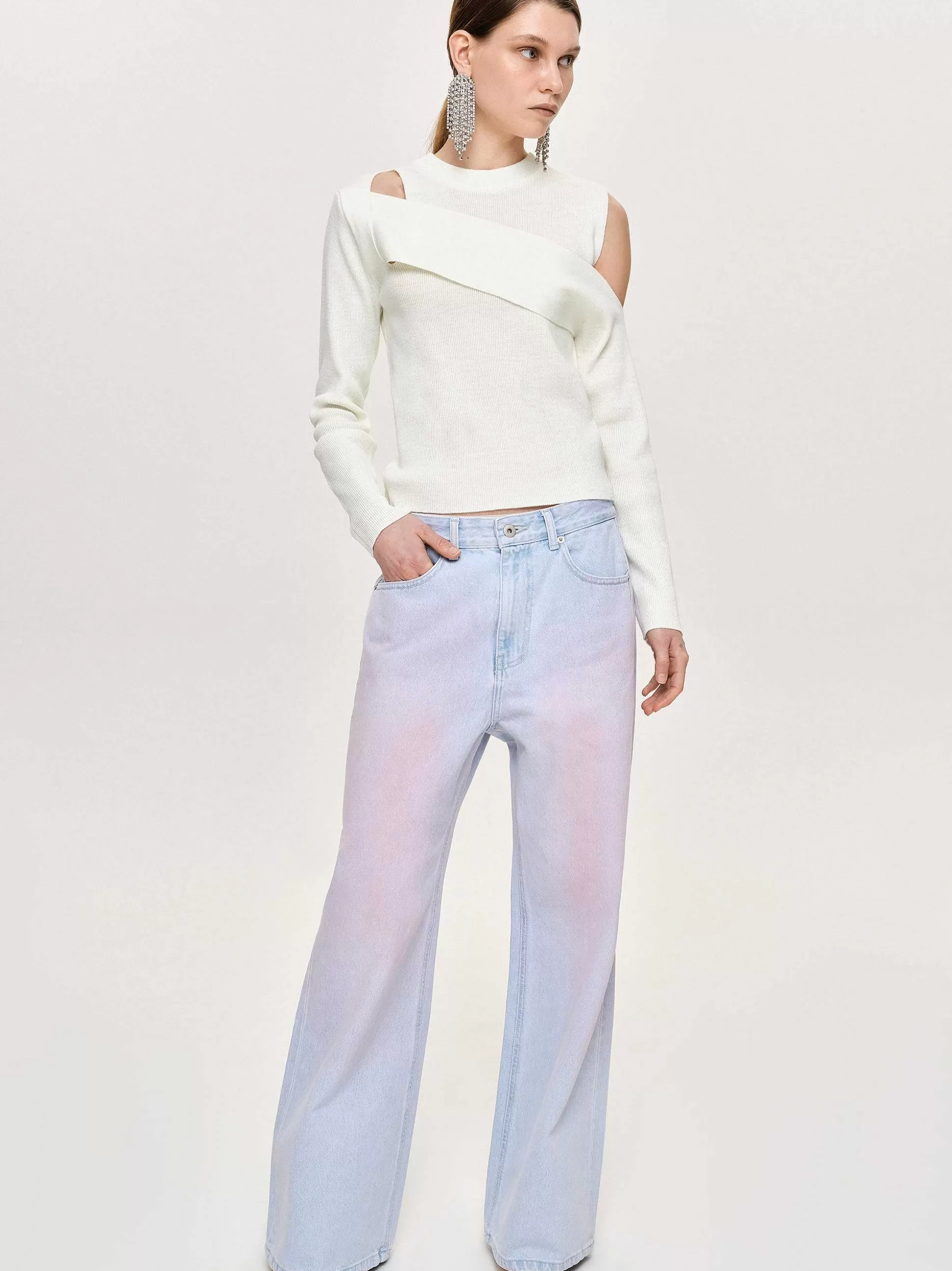 Women Source Unknown Knitwear-Draped Cut-Out Knit, White
