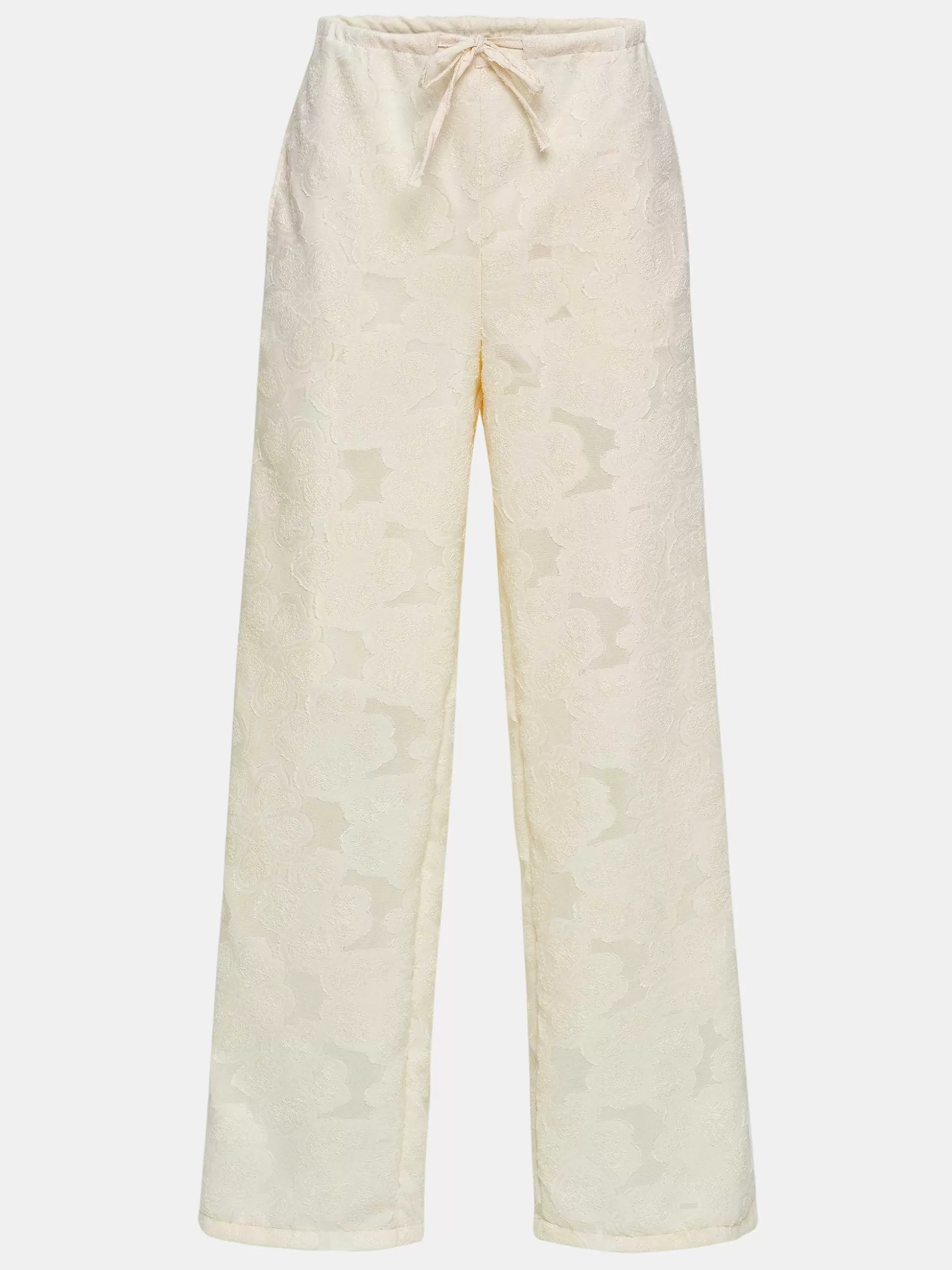 Women Source Unknown Clothing-Drawstring Jacquard Pants, Ivory