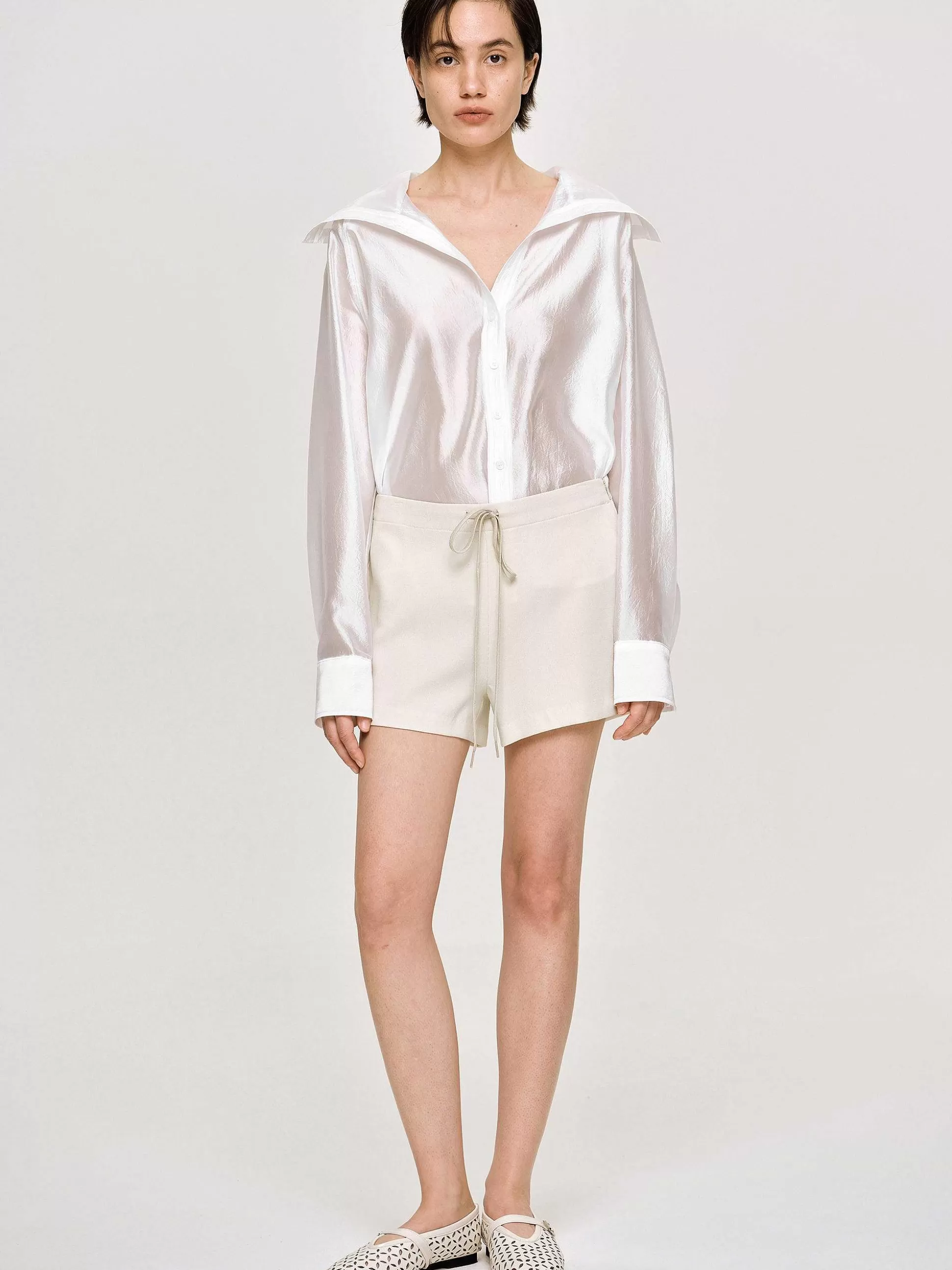 Women Source Unknown Bottoms-Drawstring Shorts, Alabaster