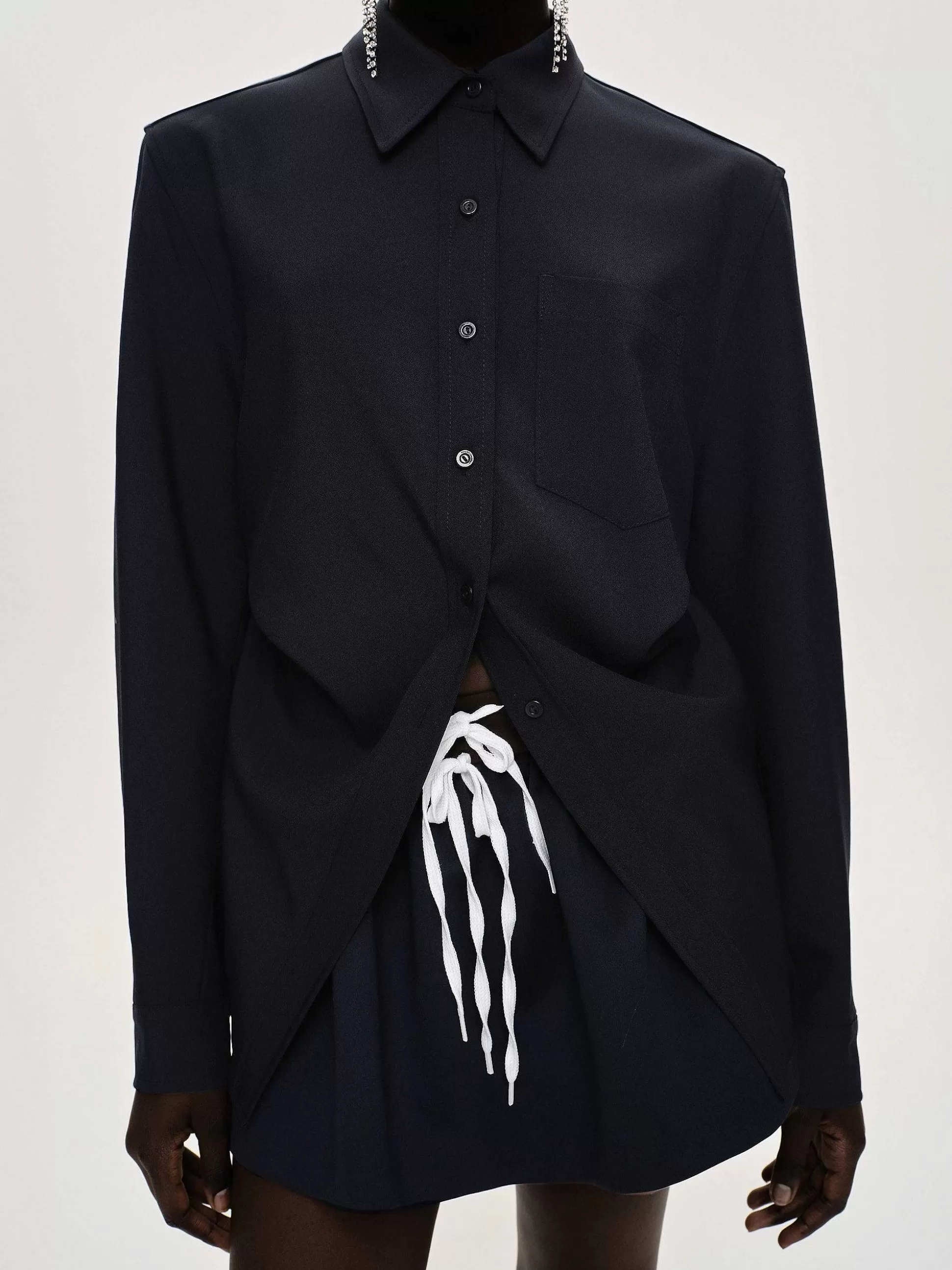 Women Source Unknown Accessories-Fitted Waist Shirt, Navy