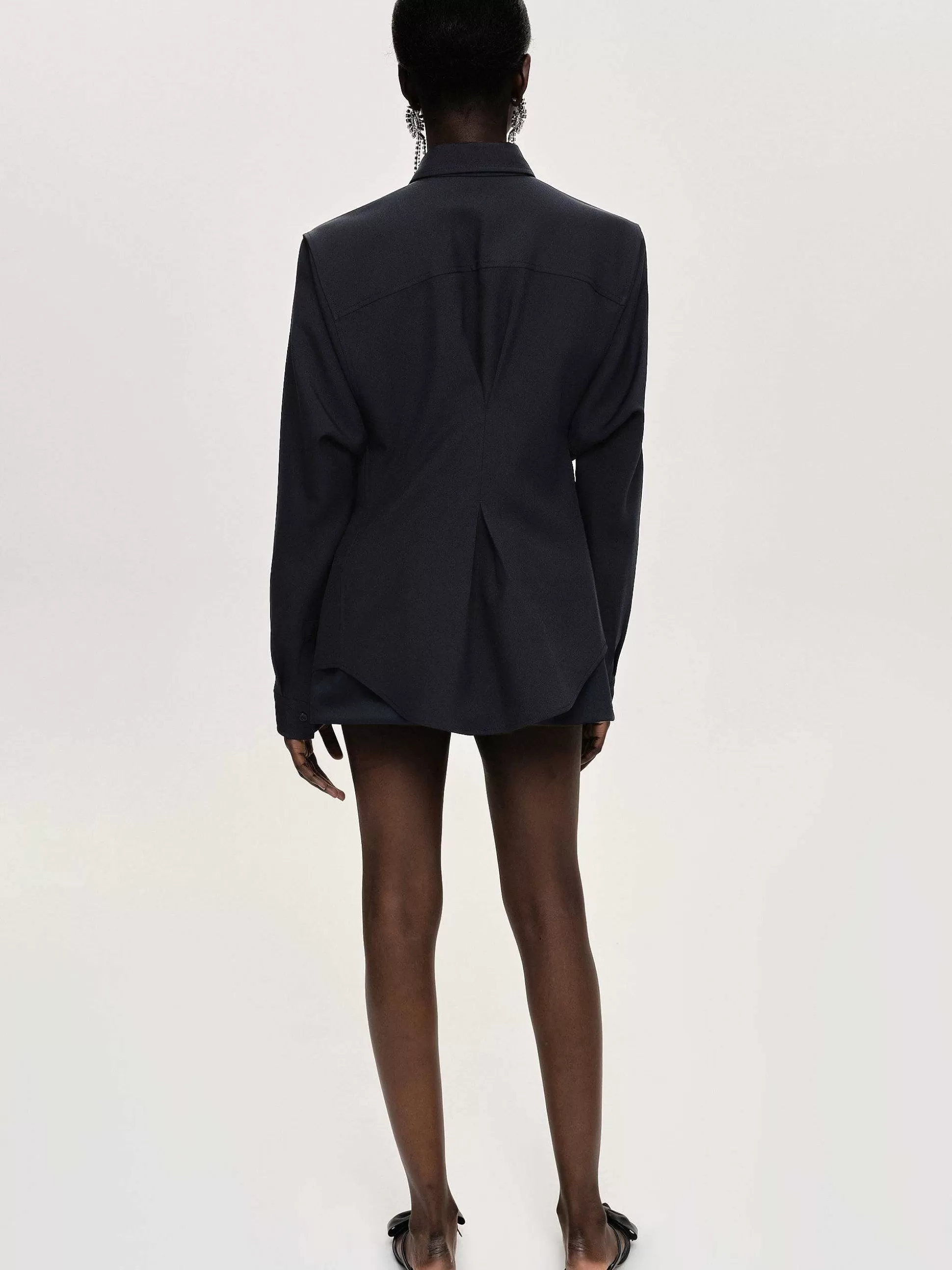 Women Source Unknown Accessories-Fitted Waist Shirt, Navy