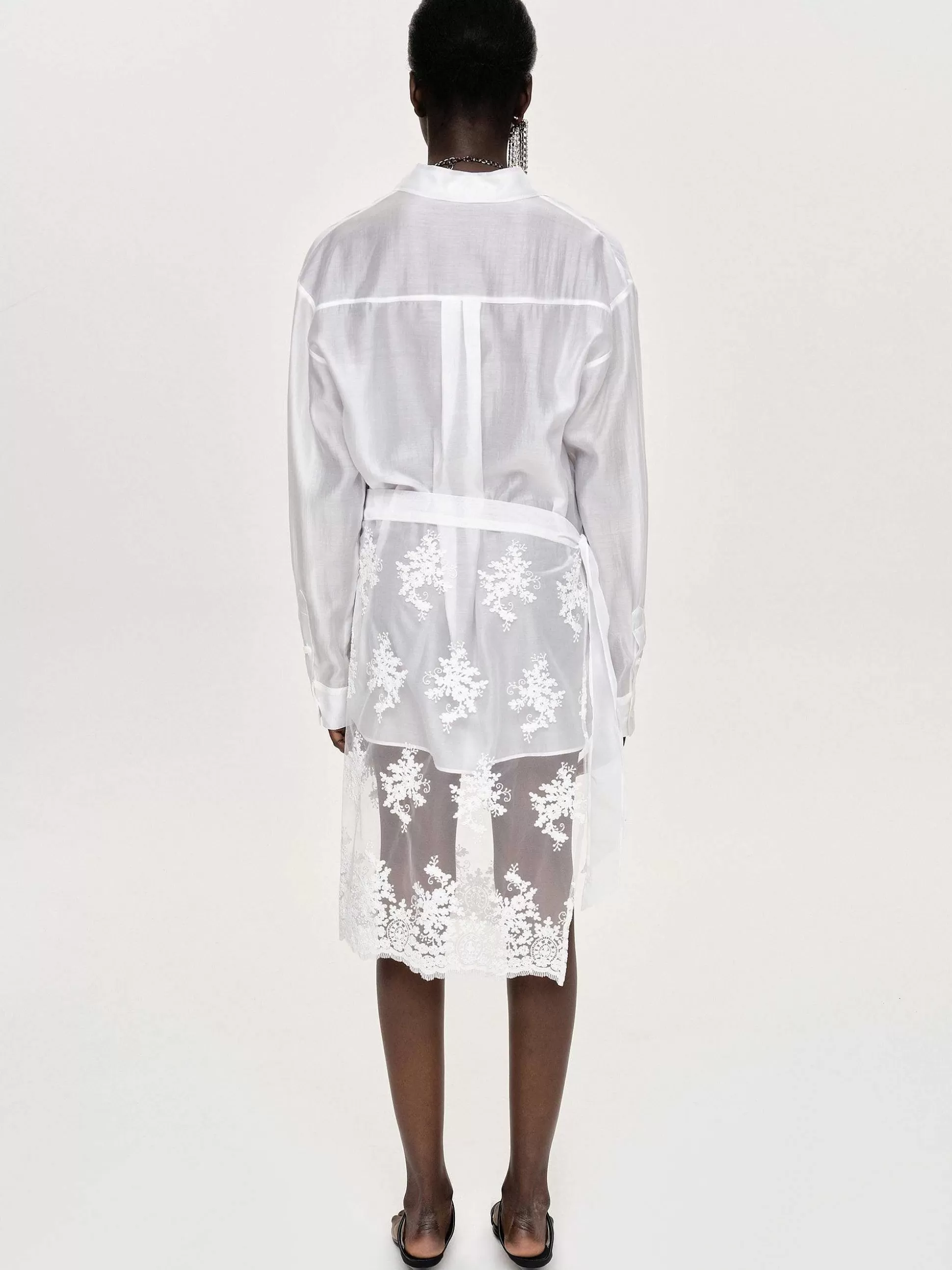 Women Source Unknown Bottoms-Flora-Applique Wrap Skirt, White
