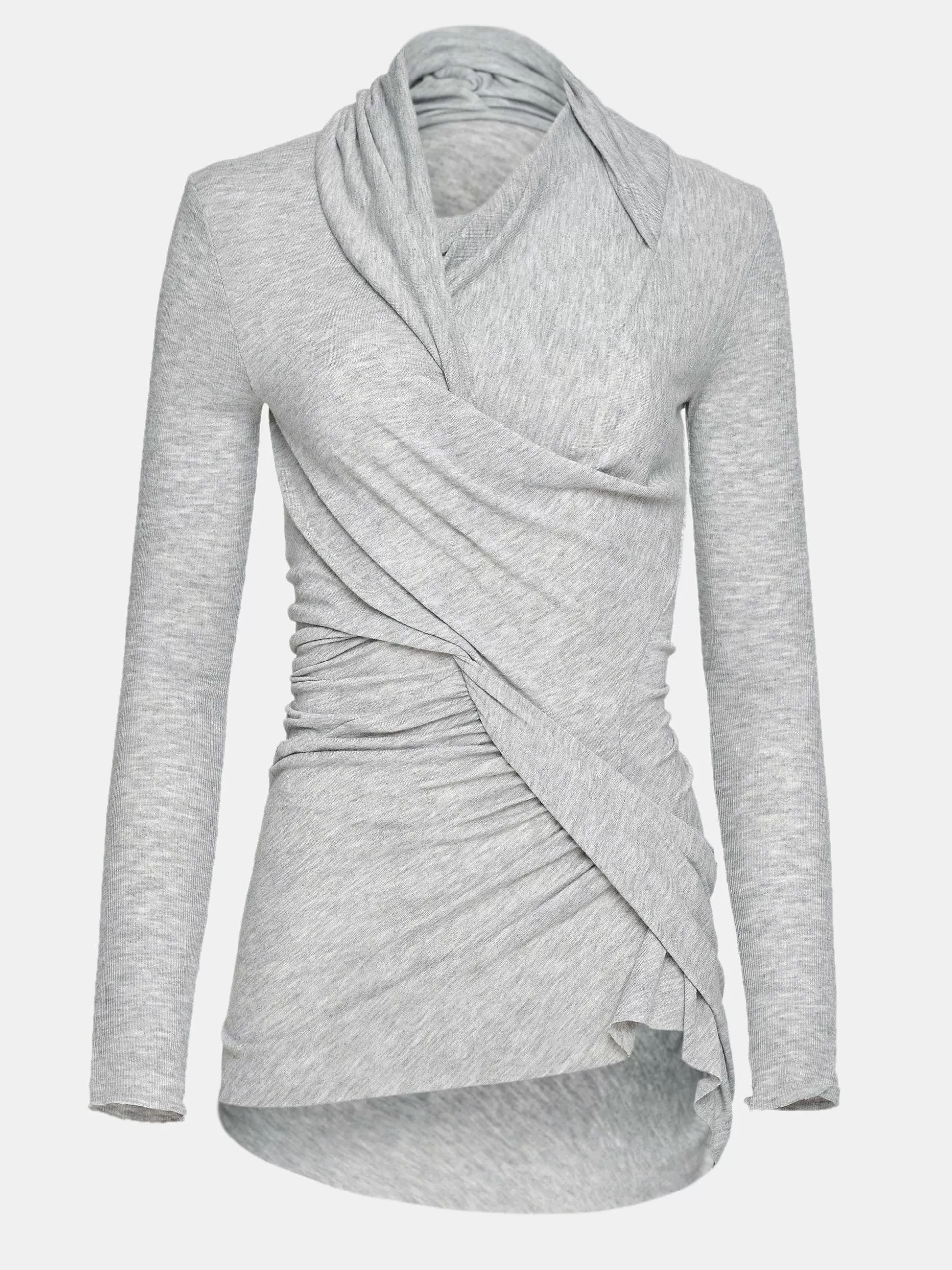 Women Source Unknown Clothing-Folgore Asymmetric Drape Top, Grey