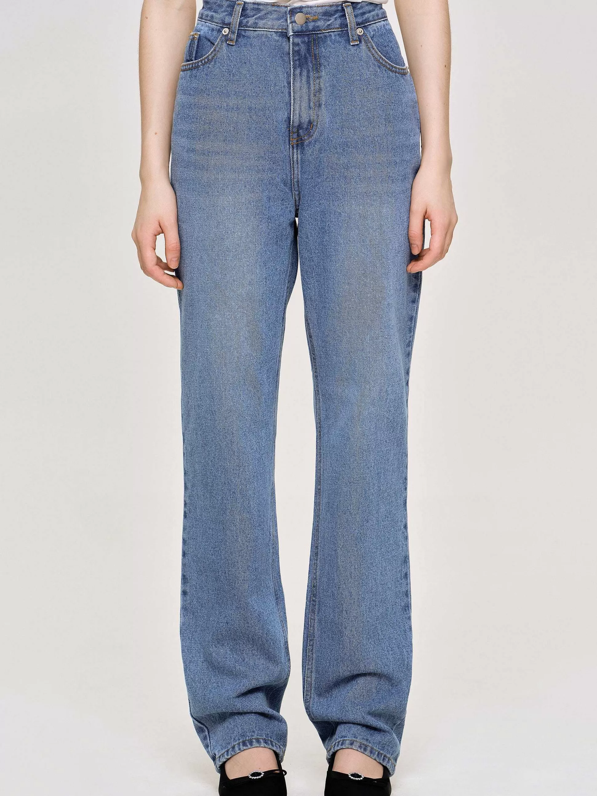 Women Source Unknown Clothing-Full-Length Slim Jeans, Medium Blue