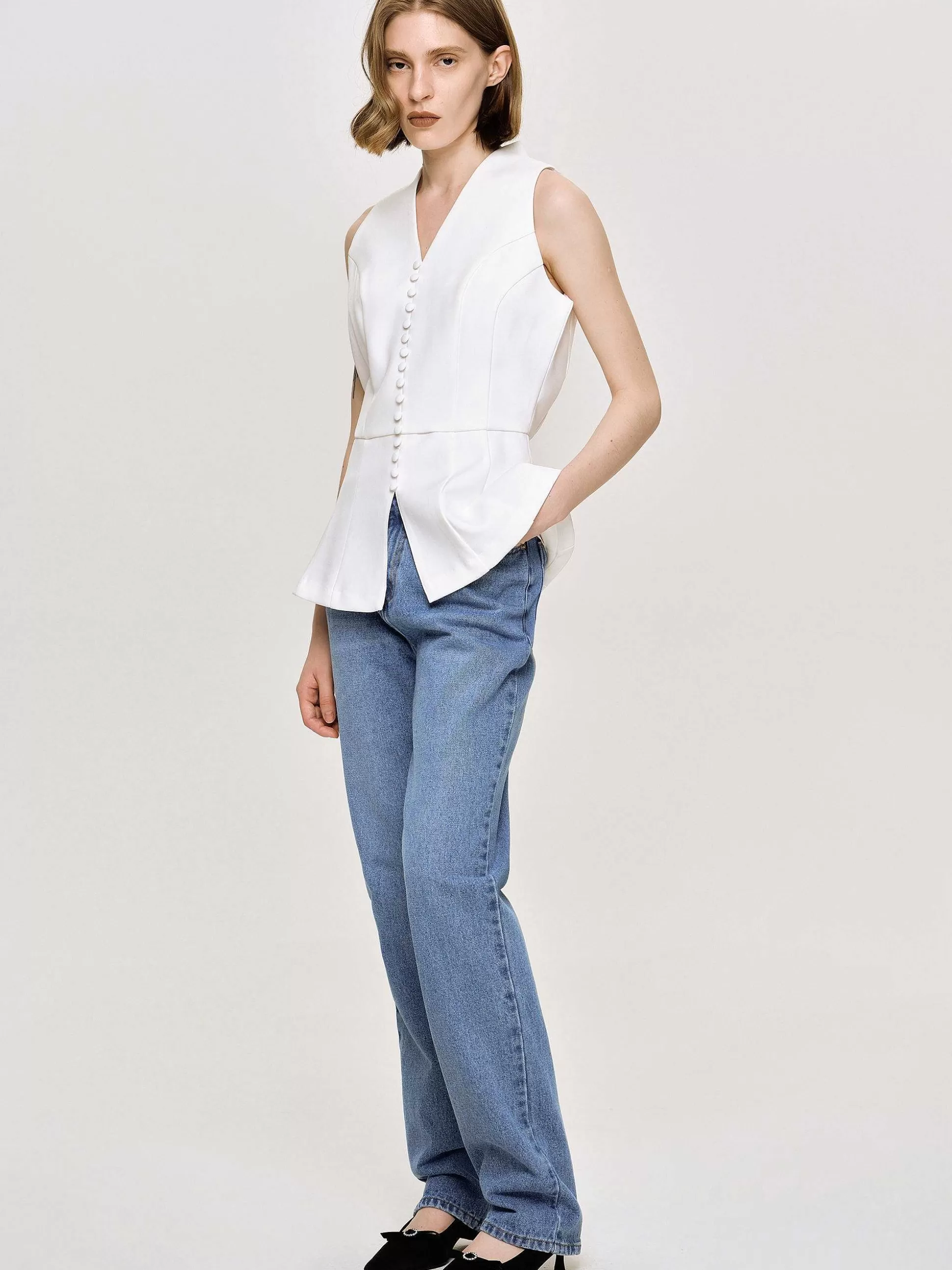 Women Source Unknown Clothing-Full-Length Slim Jeans, Medium Blue