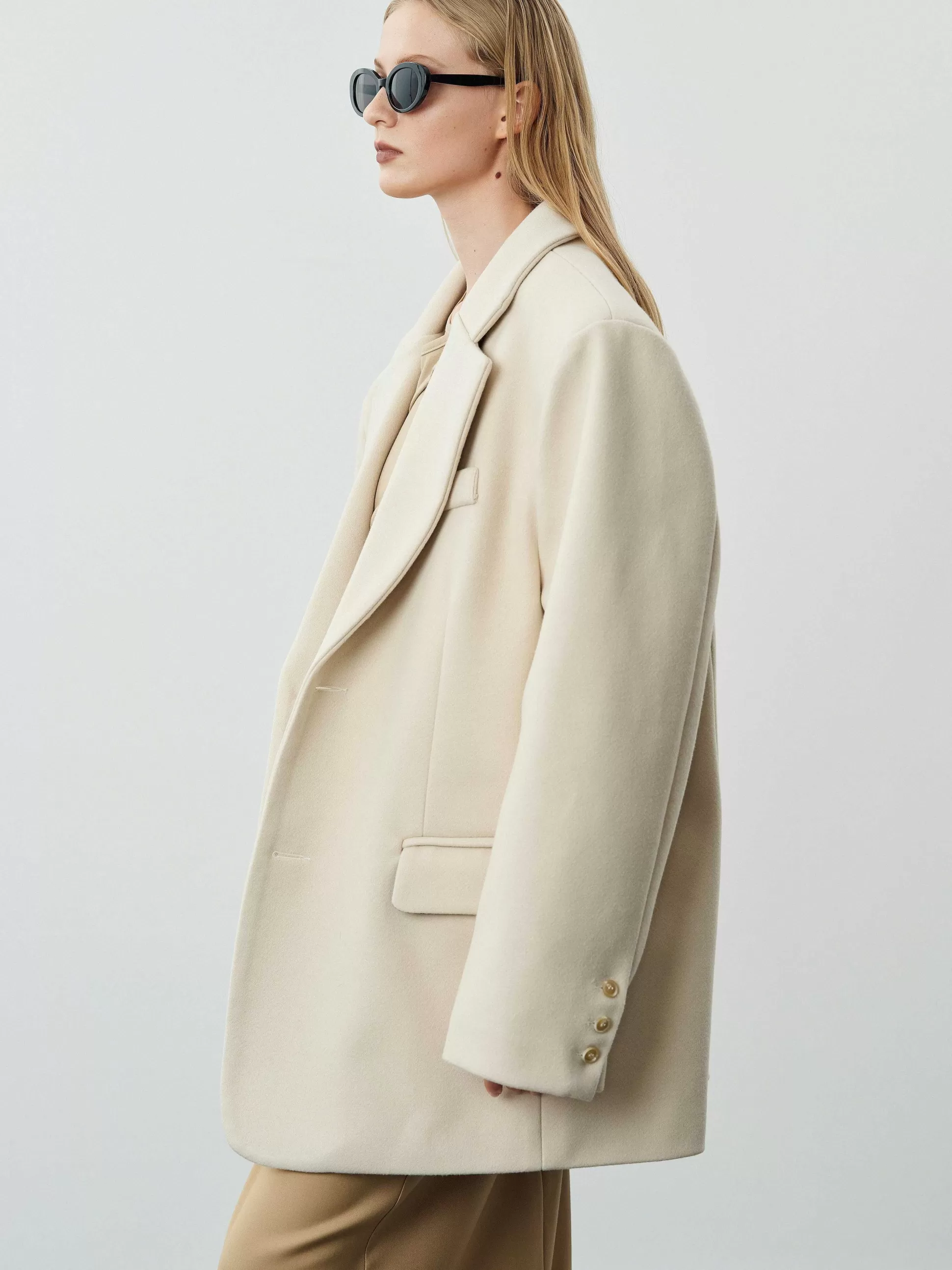Women Source Unknown Accessories-Hayk Oversized Boyfriend Blazer, Cream
