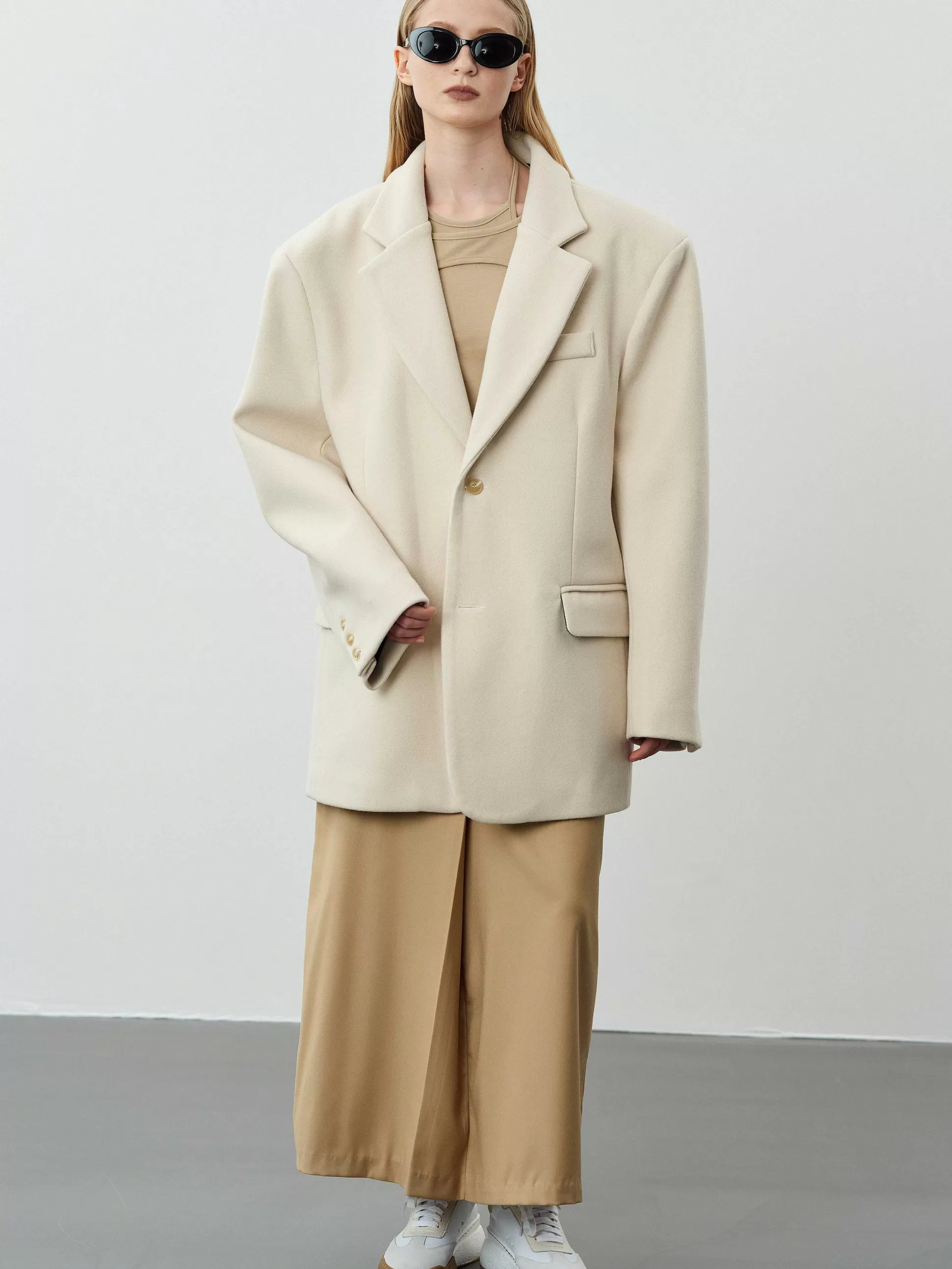 Women Source Unknown Accessories-Hayk Oversized Boyfriend Blazer, Cream