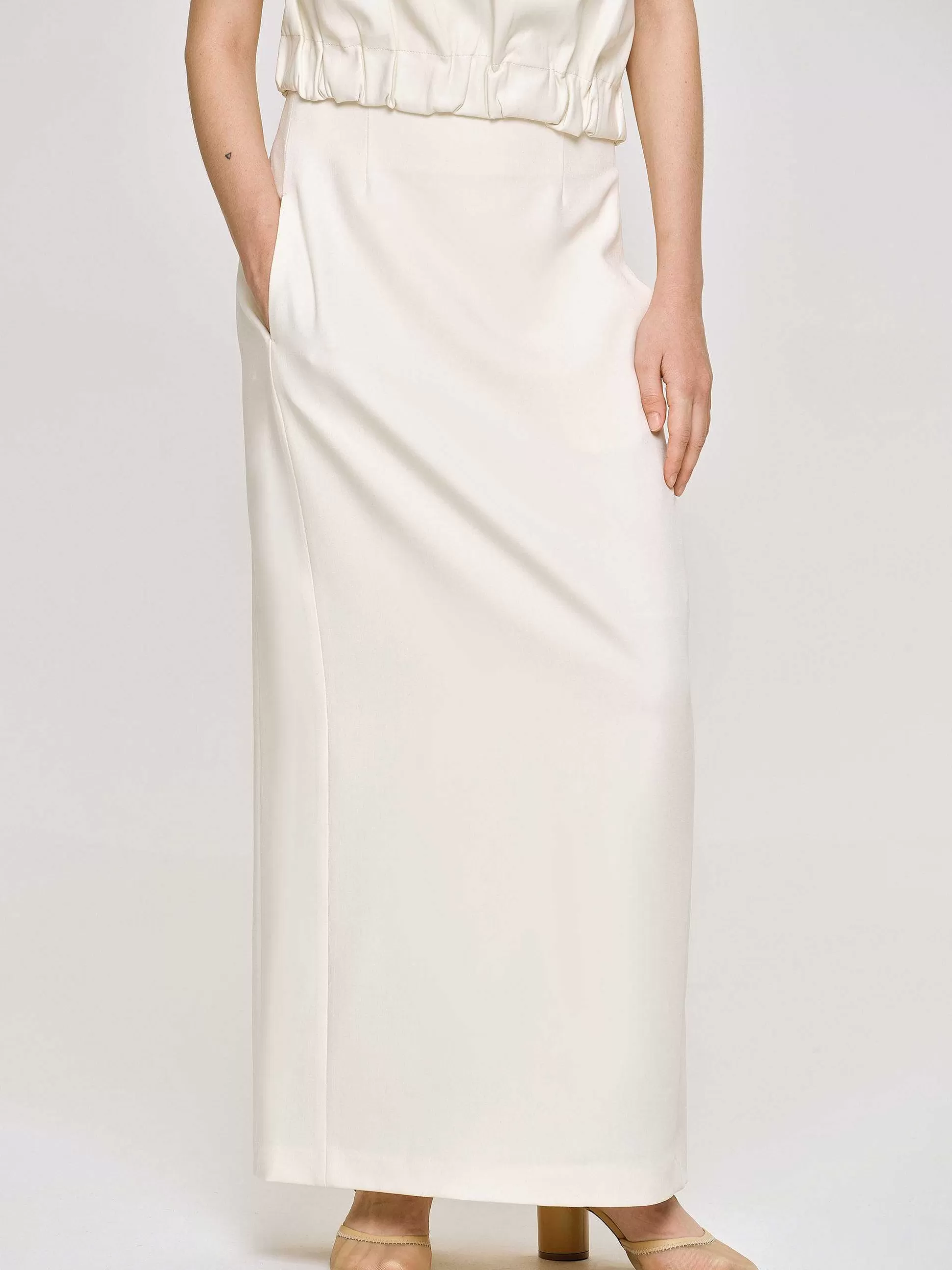 Women Source Unknown Bottoms-High Rise Fluid Skirt, Ivory