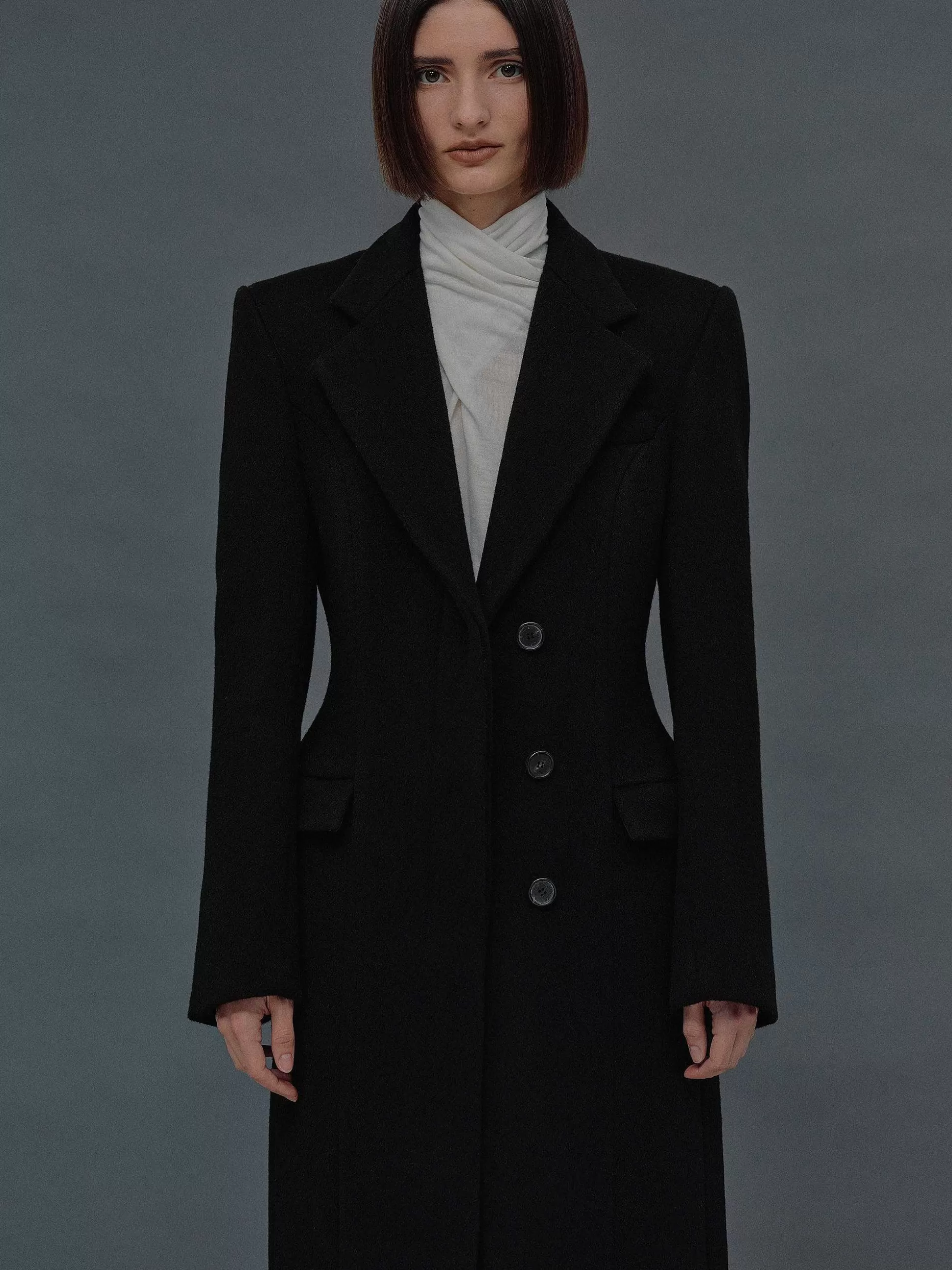 Women Source Unknown Outerwear-Holin Hourglass Coat, Black