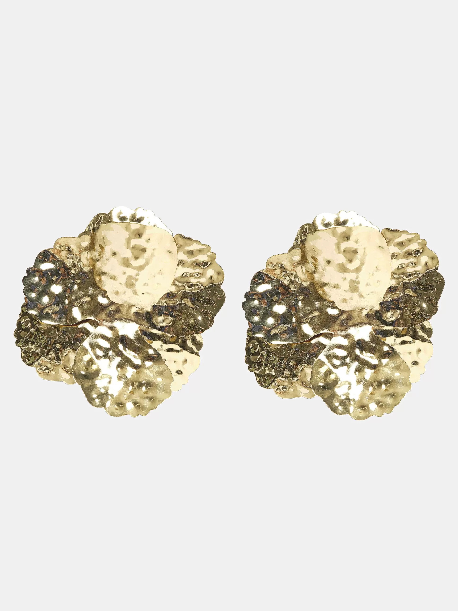 Women Source Unknown Accessories-Irregular Petal Earrings, Gold