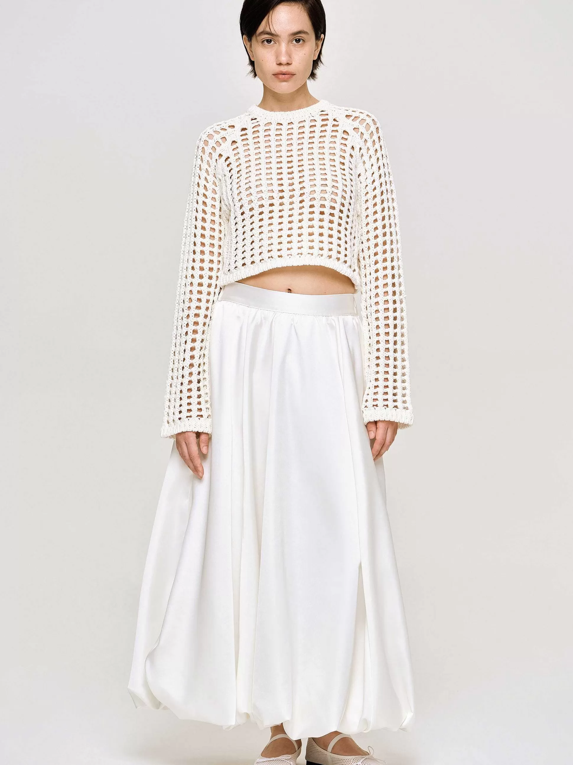 Women Source Unknown Bottoms-Kaleido Puffball Skirt, White